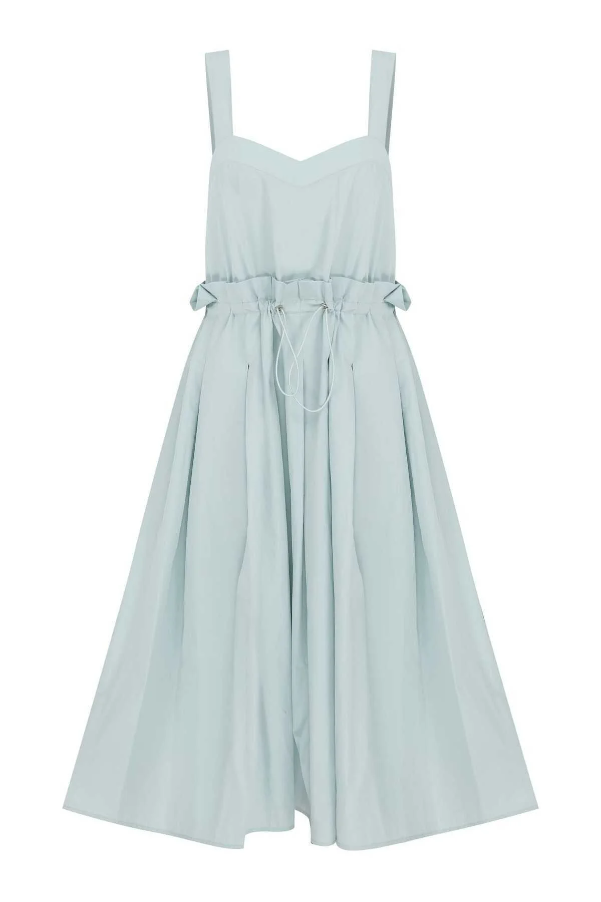 Beli Lastikli Günlük Elbise Su Yeşili - 4