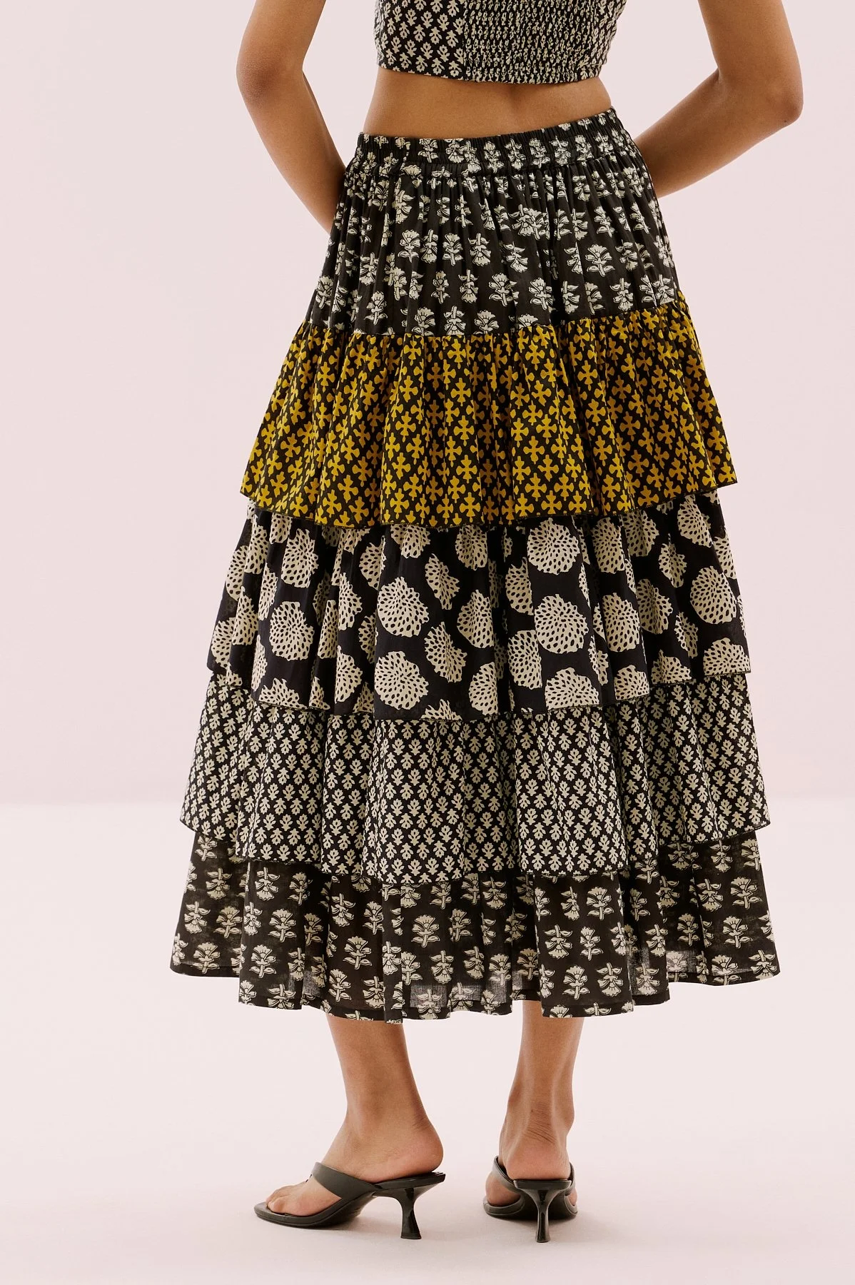 Beli Lastikli Kat Kat Pileli Midi Boy Etek Standart Renk - 2