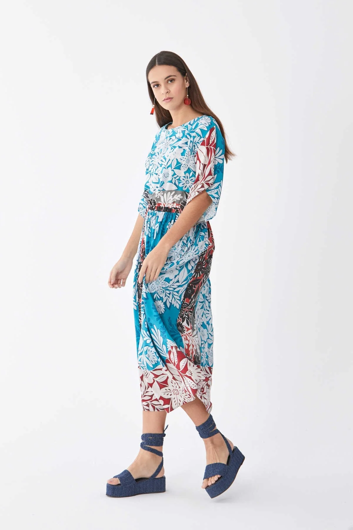 Beli Lastikli Renkli Günlük Elbise Standart Renk - 4