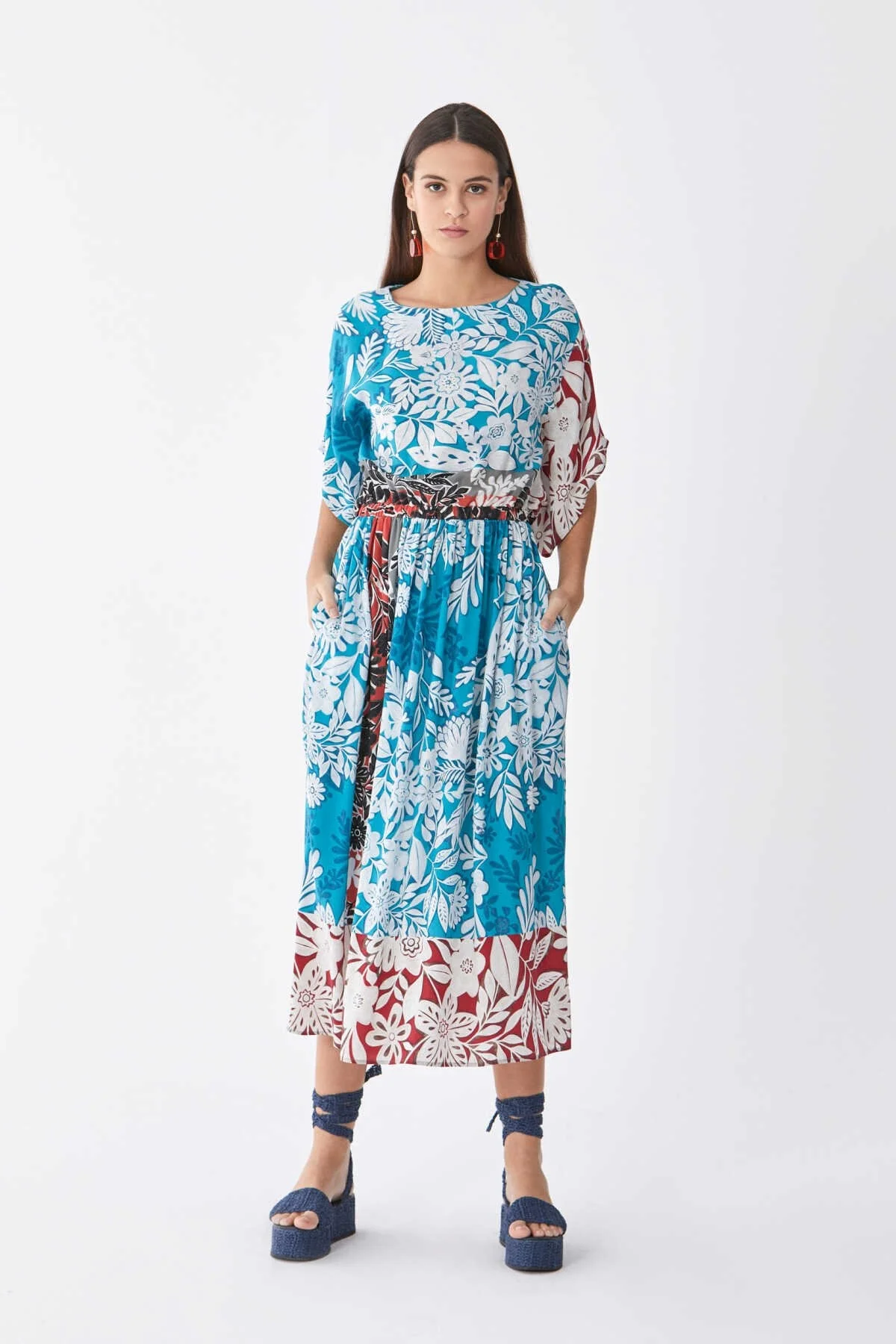 Beli Lastikli Renkli Günlük Elbise Standart Renk - 1