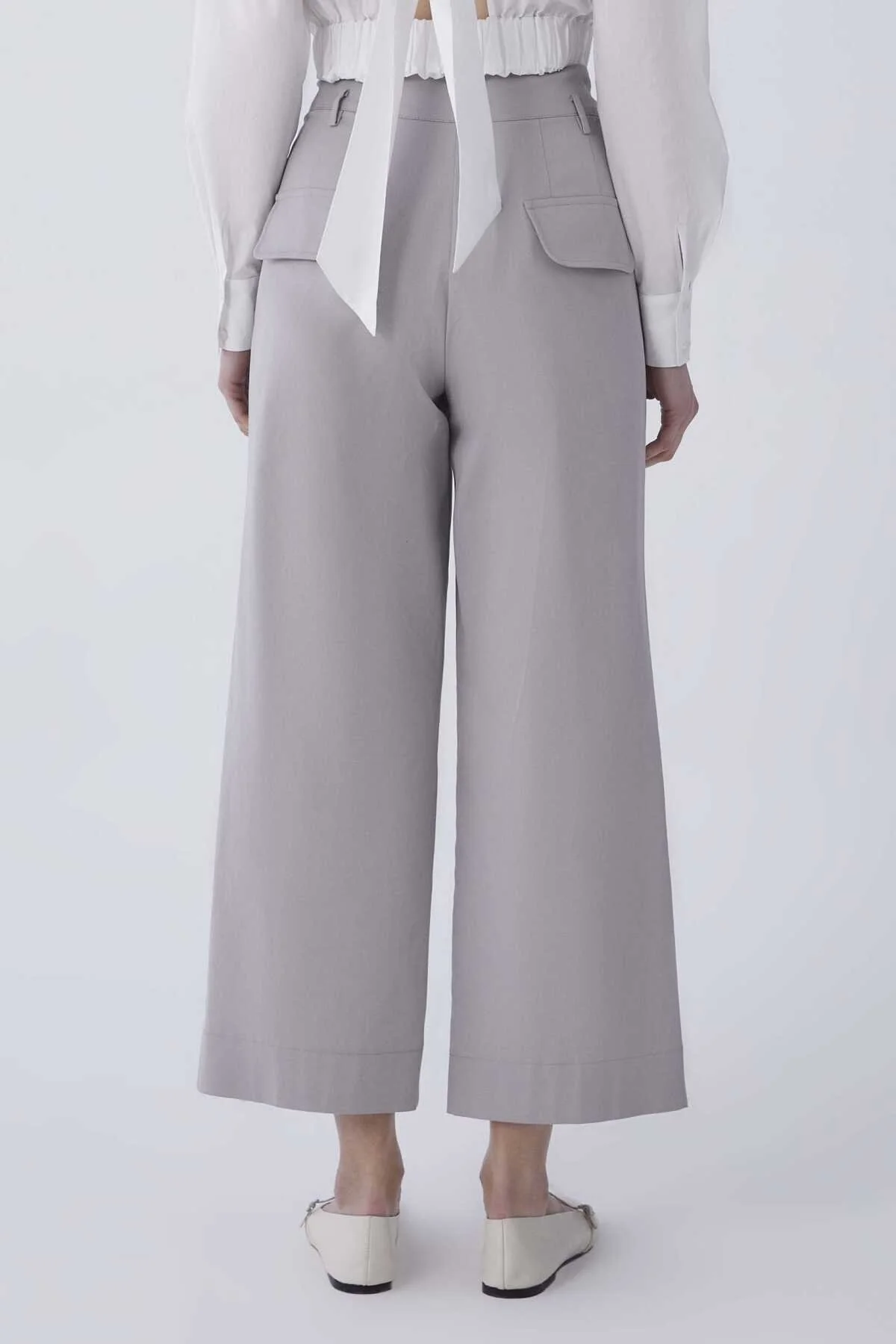 Bilek Boy Bol Paça Kadın Pantolon Taş - 2