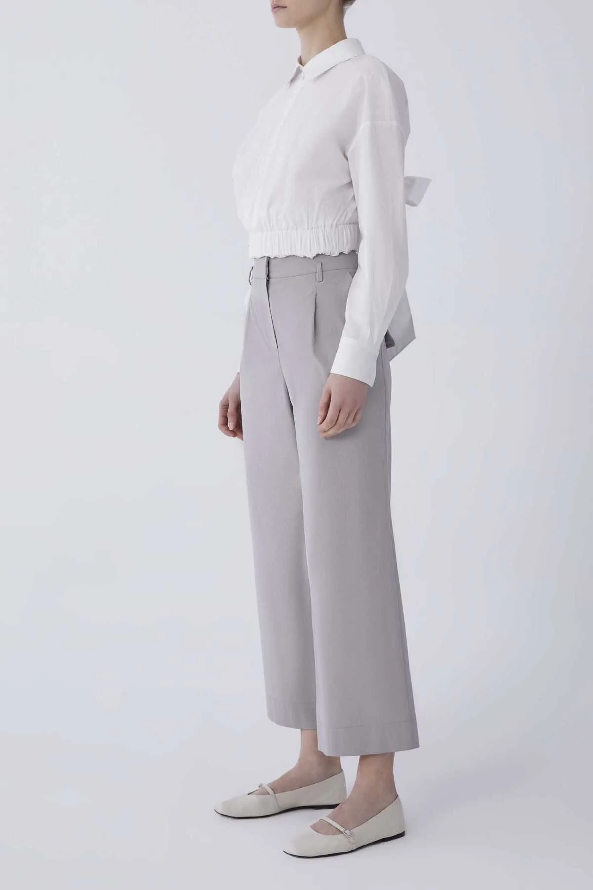 Bilek Boy Bol Paça Kadın Pantolon Taş - 3