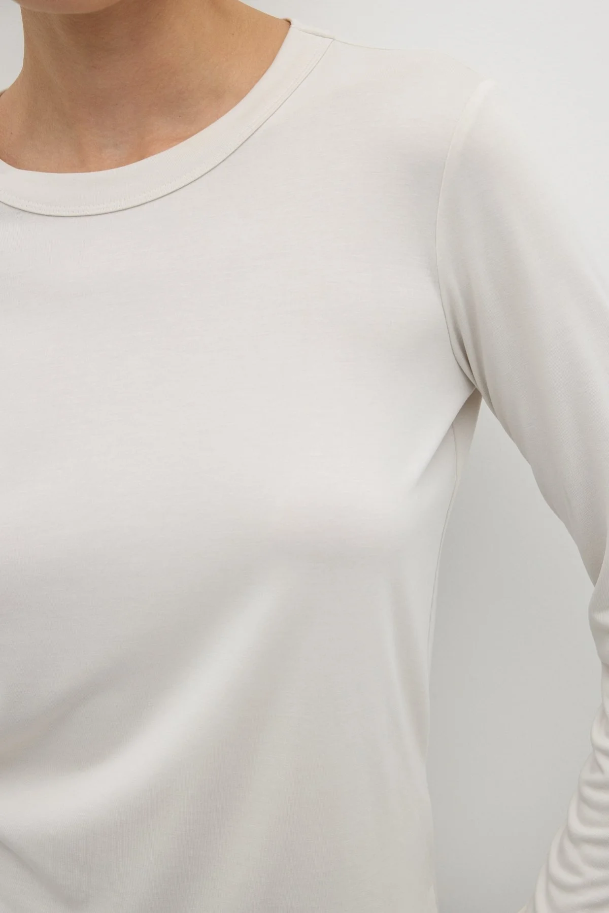 Bisiklet Yaka Uzun Kol T-shirt Taş - 3