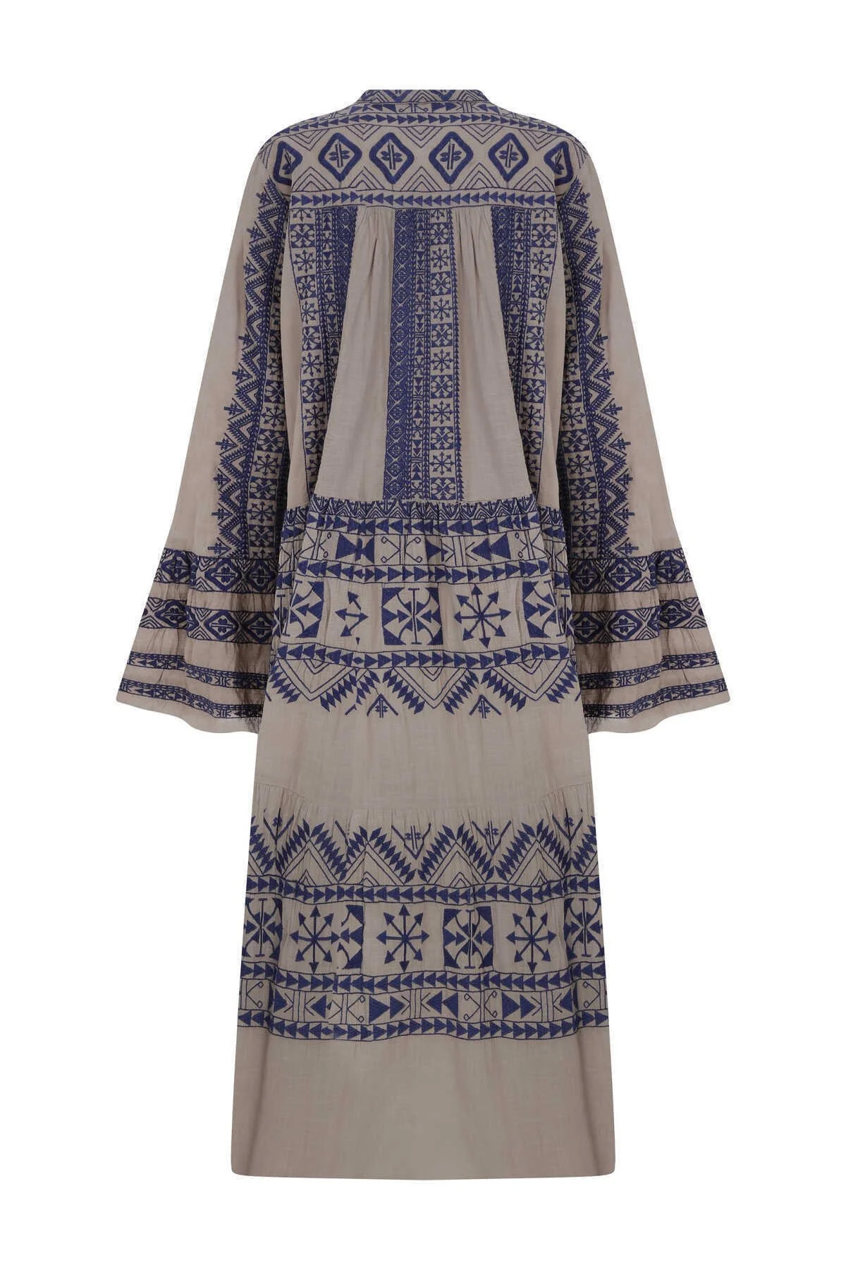 Bol Kesimli Desenli Uzun Elbise Standart Renk - 5