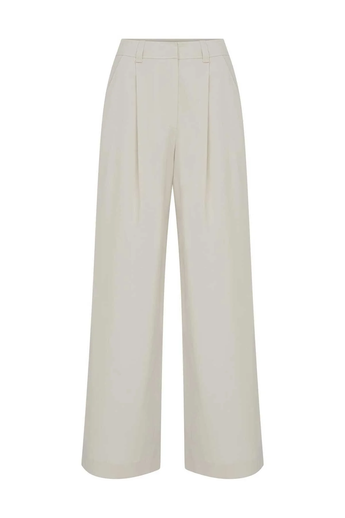 Bol Paçalı Kadın Pantolon Bej - 1