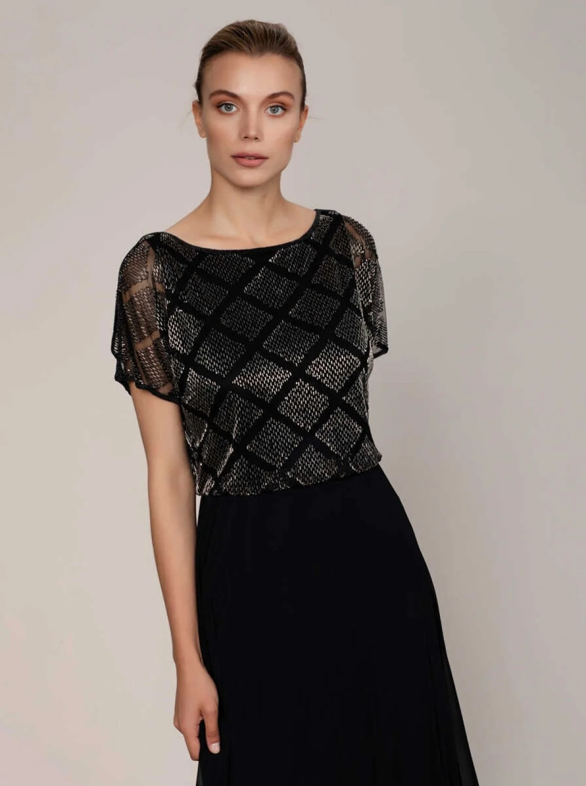  Boncuk Detaylı Abiye Elbise Siyah - 1