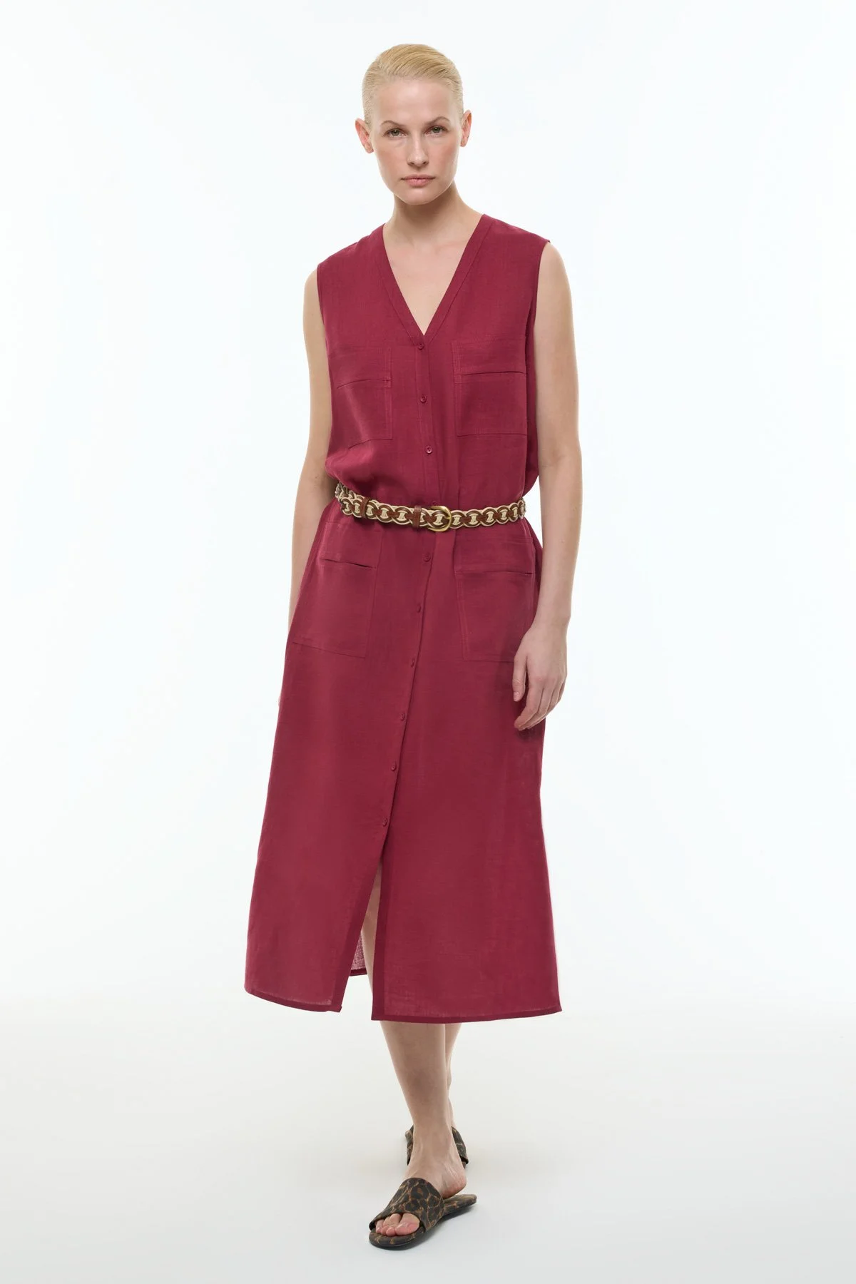 Gömlek Elbise Bordo - 1