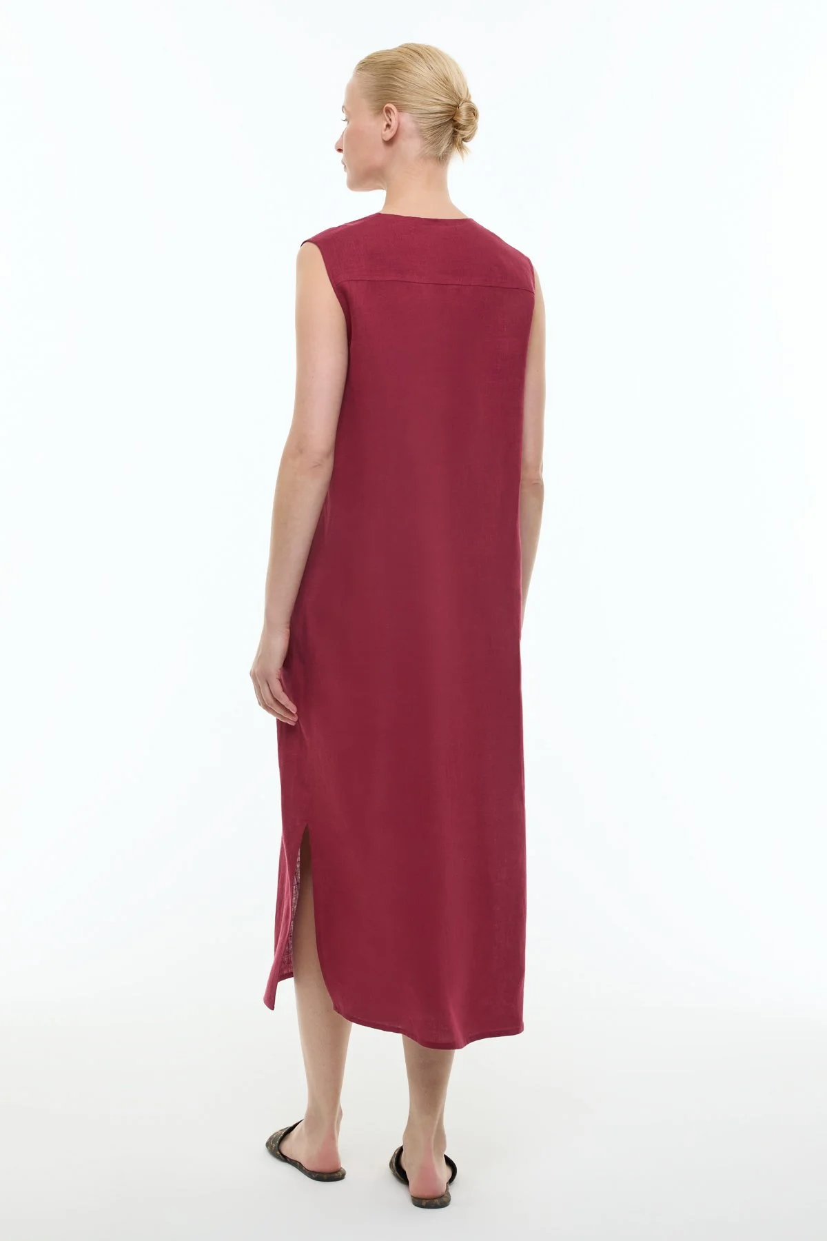 Gömlek Elbise Bordo - 2