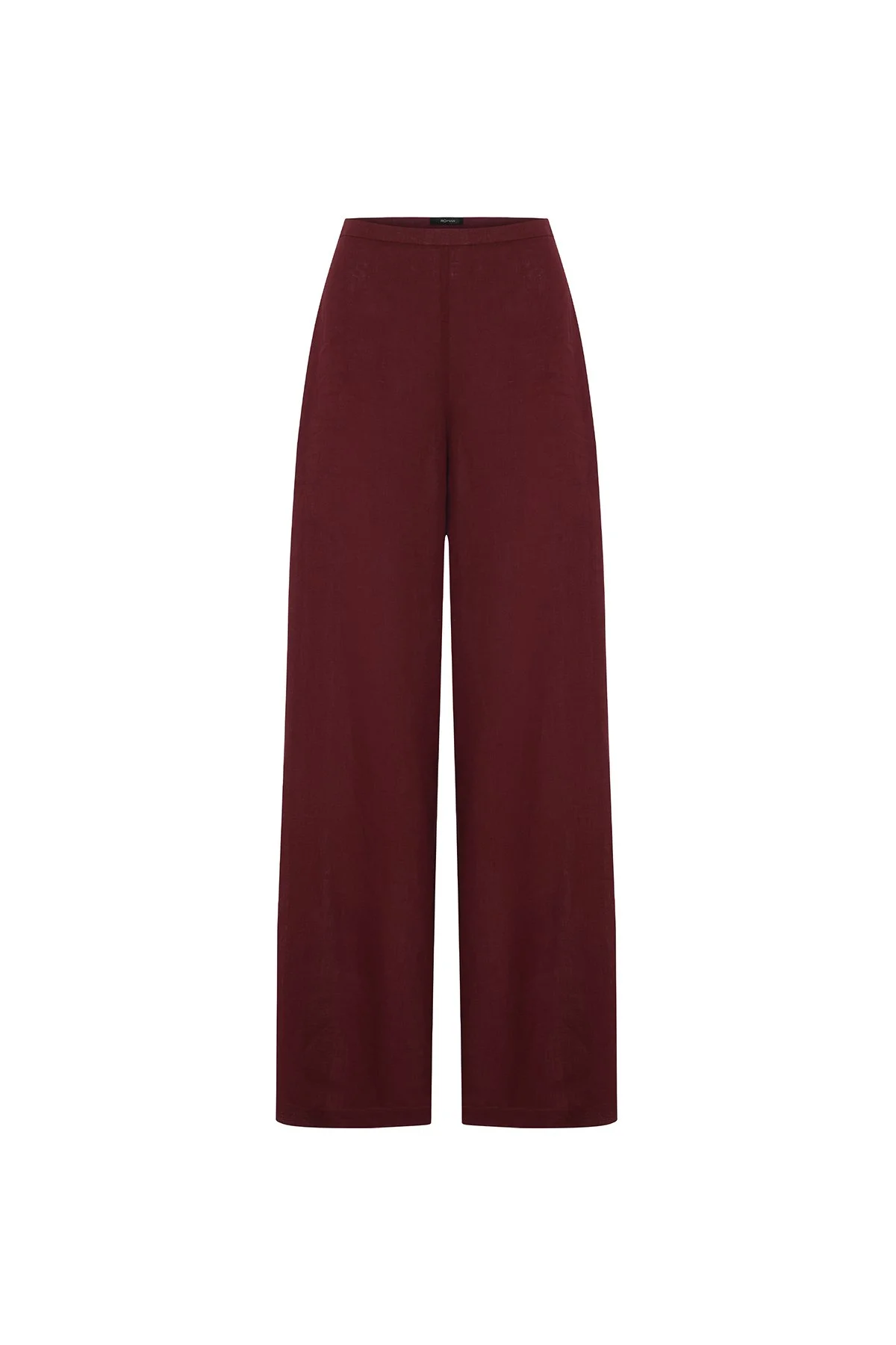 Geniş Paça Keten Pantolon Bordo - 3
