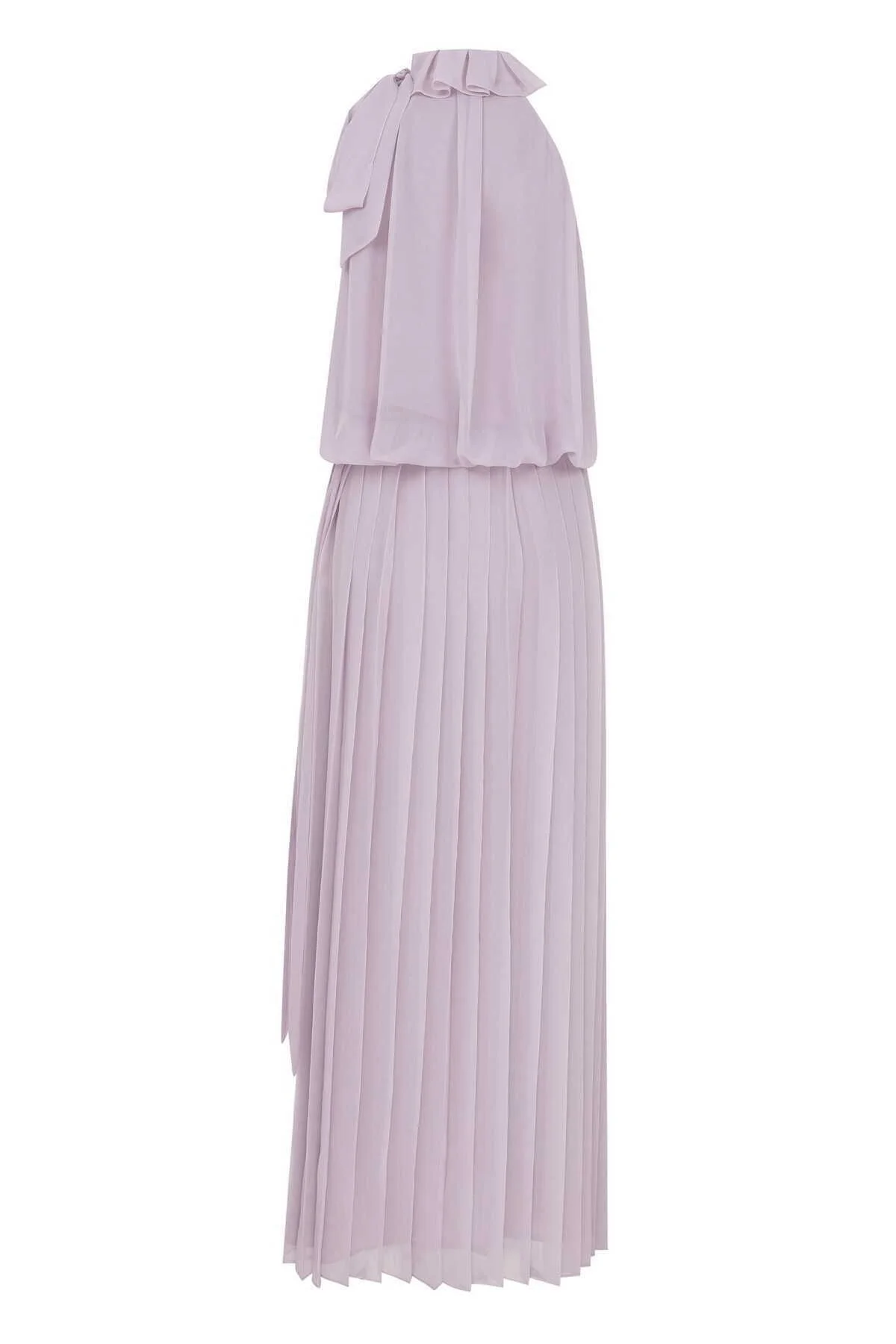 Boyundan Bağlamalı Abiye Elbise Lila - 5