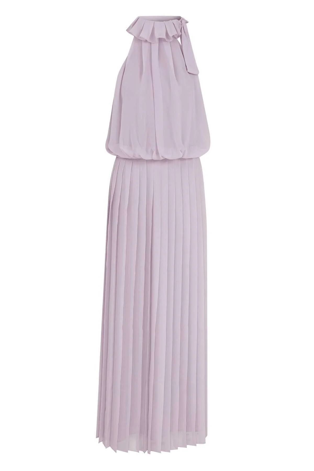 Boyundan Bağlamalı Abiye Elbise Lila - 4