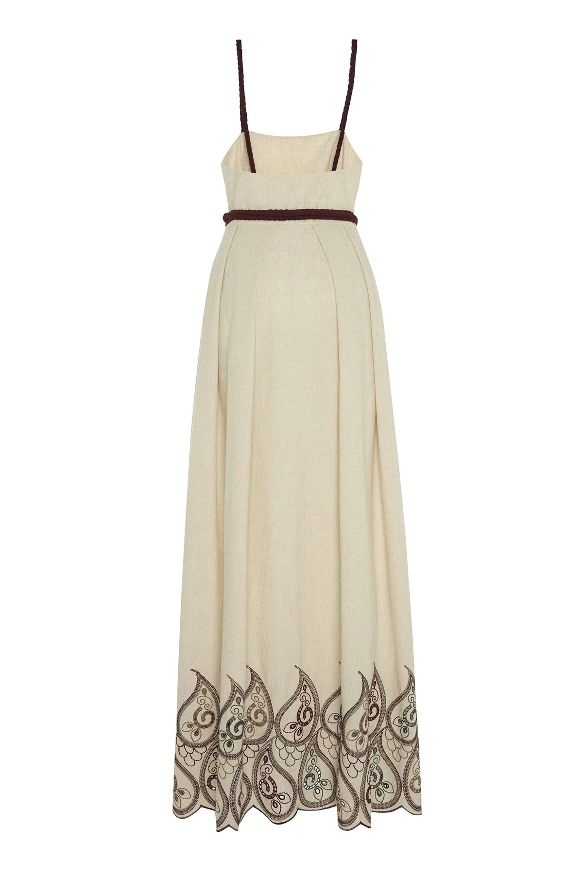 Brodeli Midi Elbise Standart Renk - 6