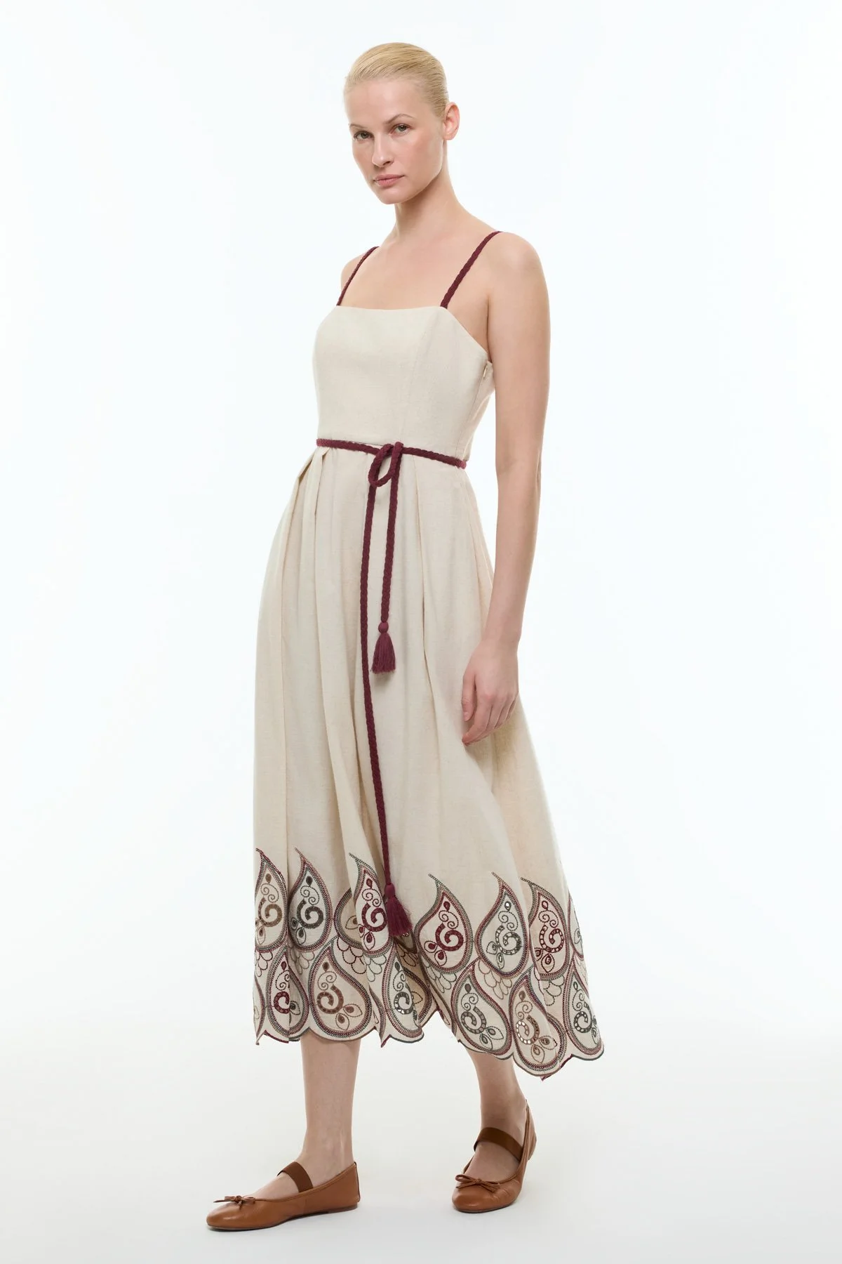 Brodeli Midi Elbise Standart Renk - 4