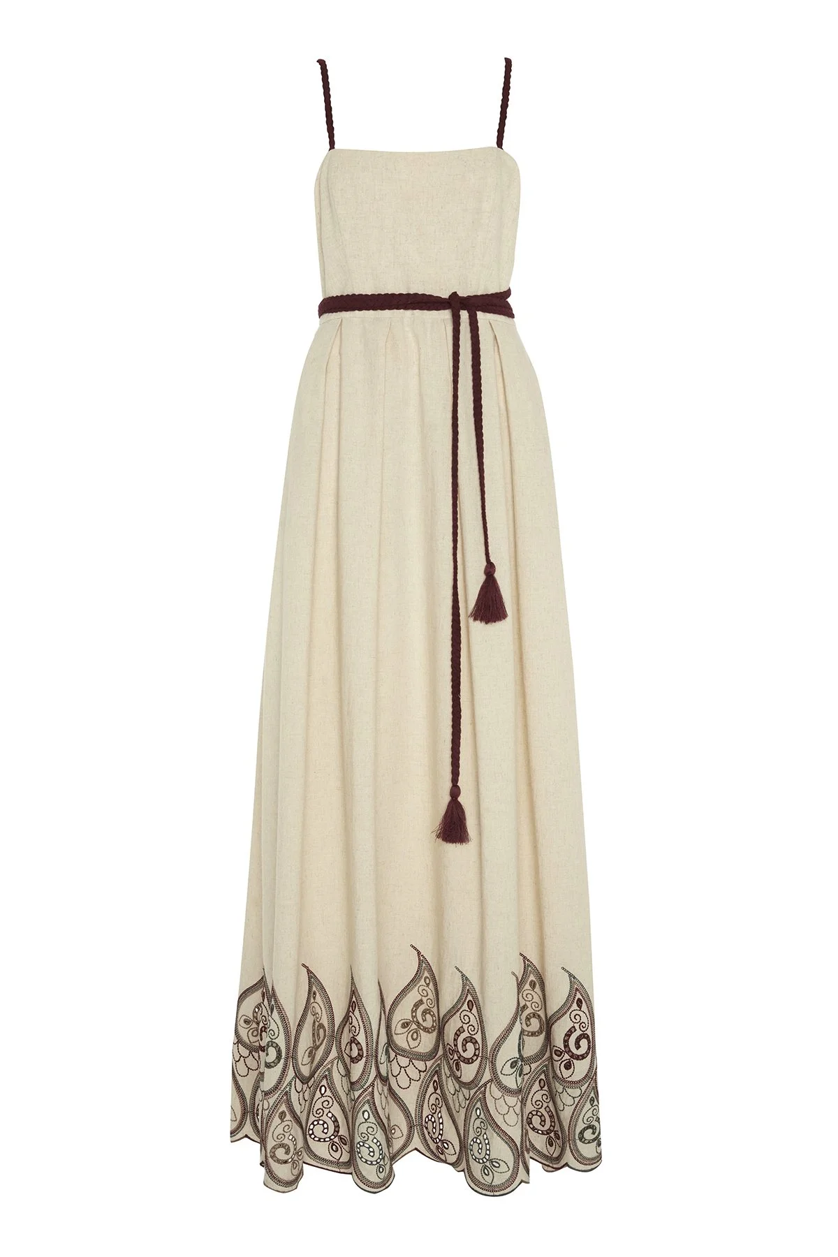 Brodeli Midi Elbise Standart Renk - 5