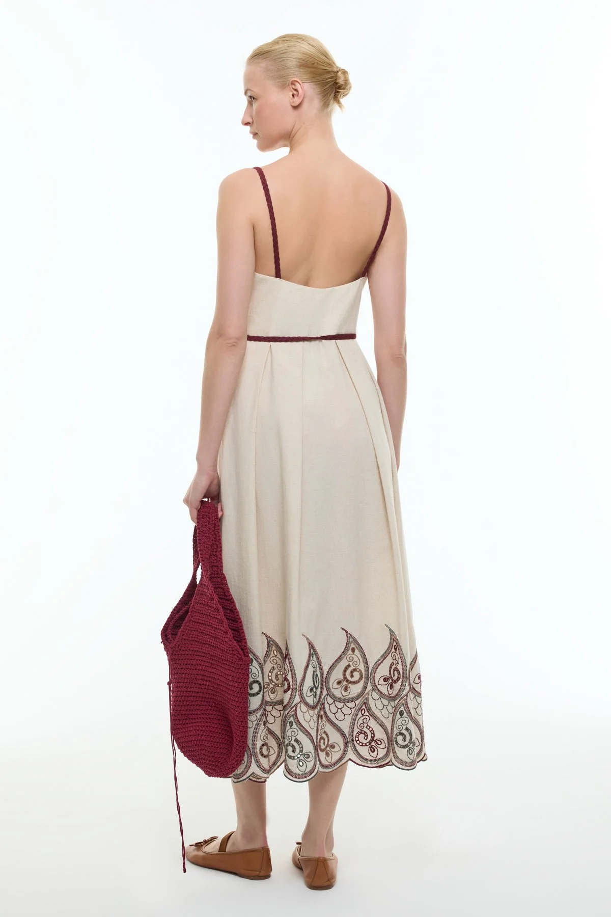 Brodeli Midi Elbise Standart Renk - 2