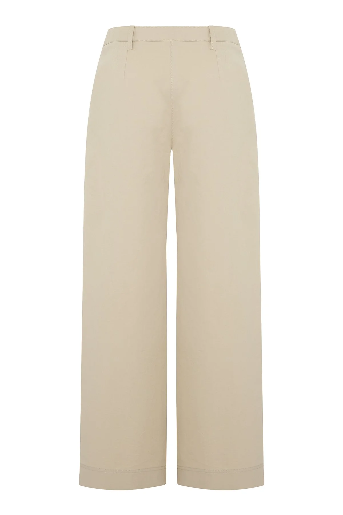 Cep Detaylı Geniş Paça Pantolon Bej - 5