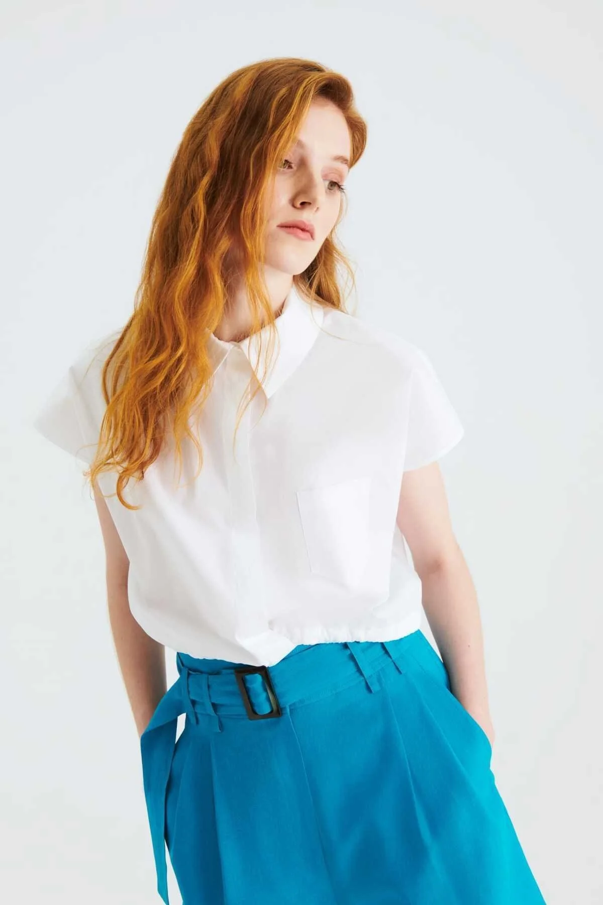 Cep Detaylı Gömlek Beyaz - 3