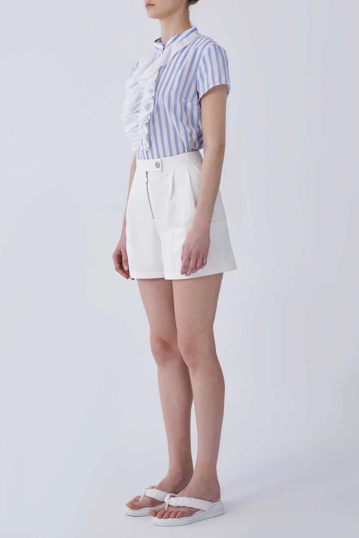 Cep Detaylı Kadın Şort Beyaz - 3