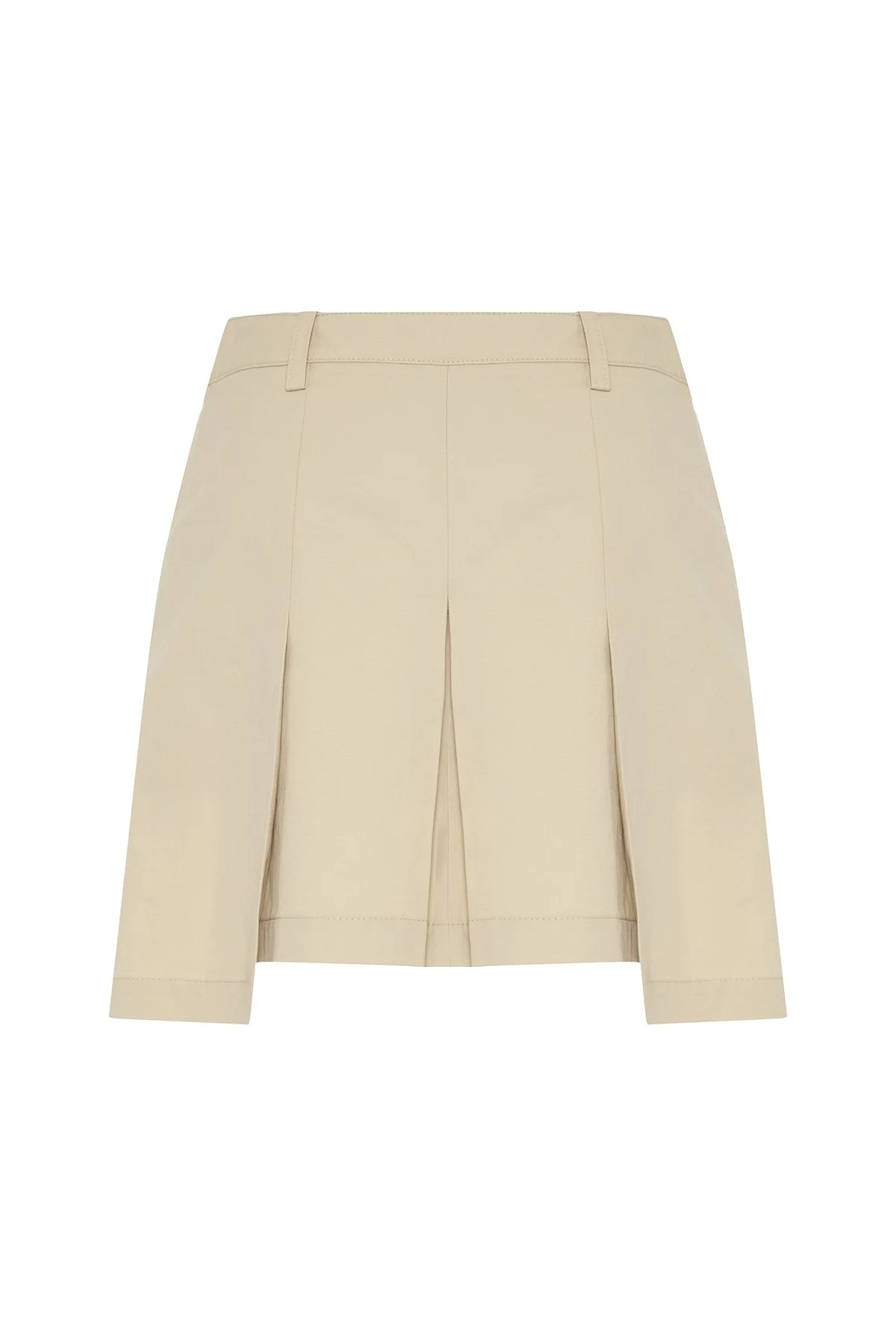 Cep Detaylı Pileli Mini Etek Bej - 6