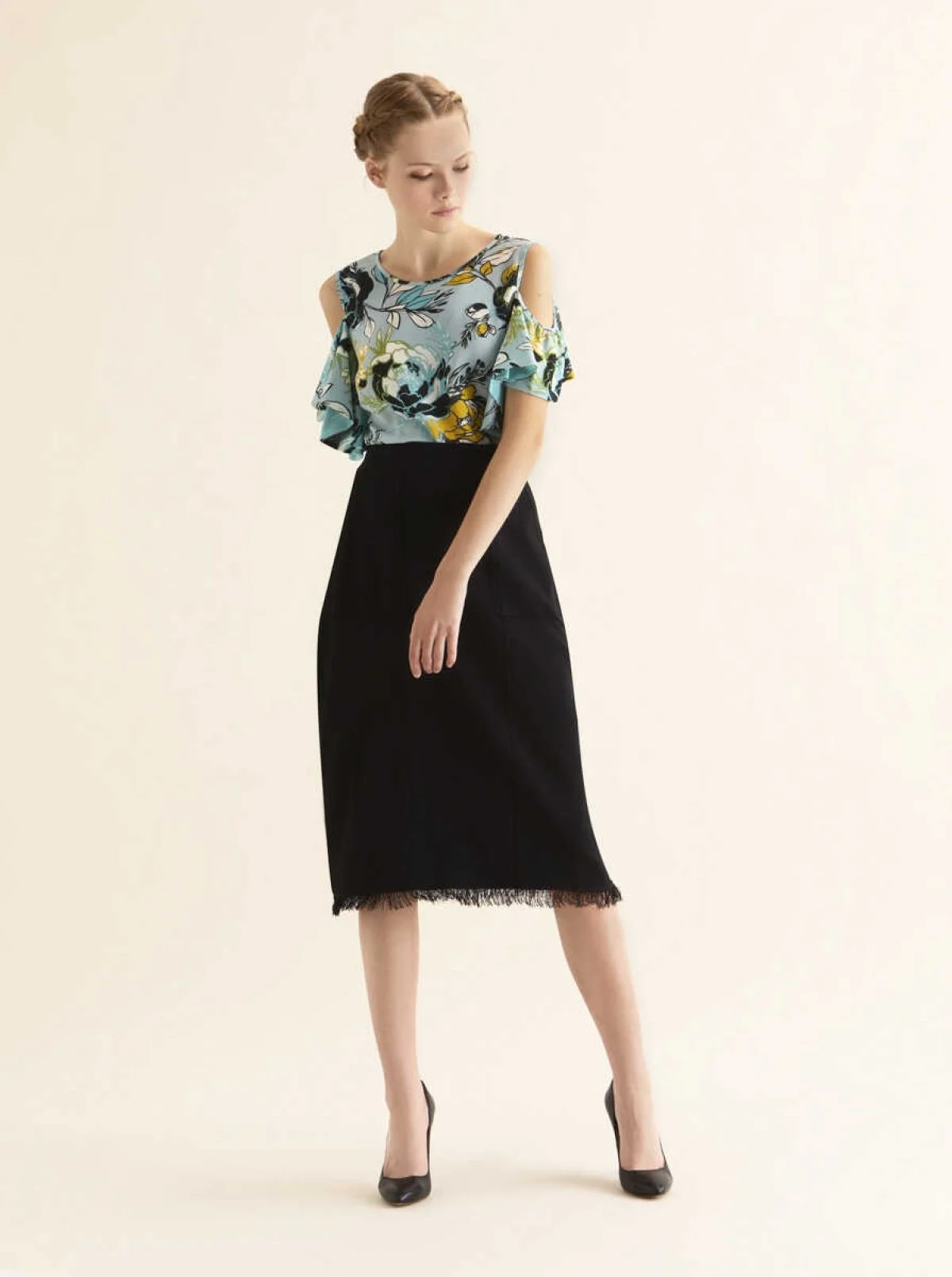 Cep Detaylı Triko Etek Siyah - 3