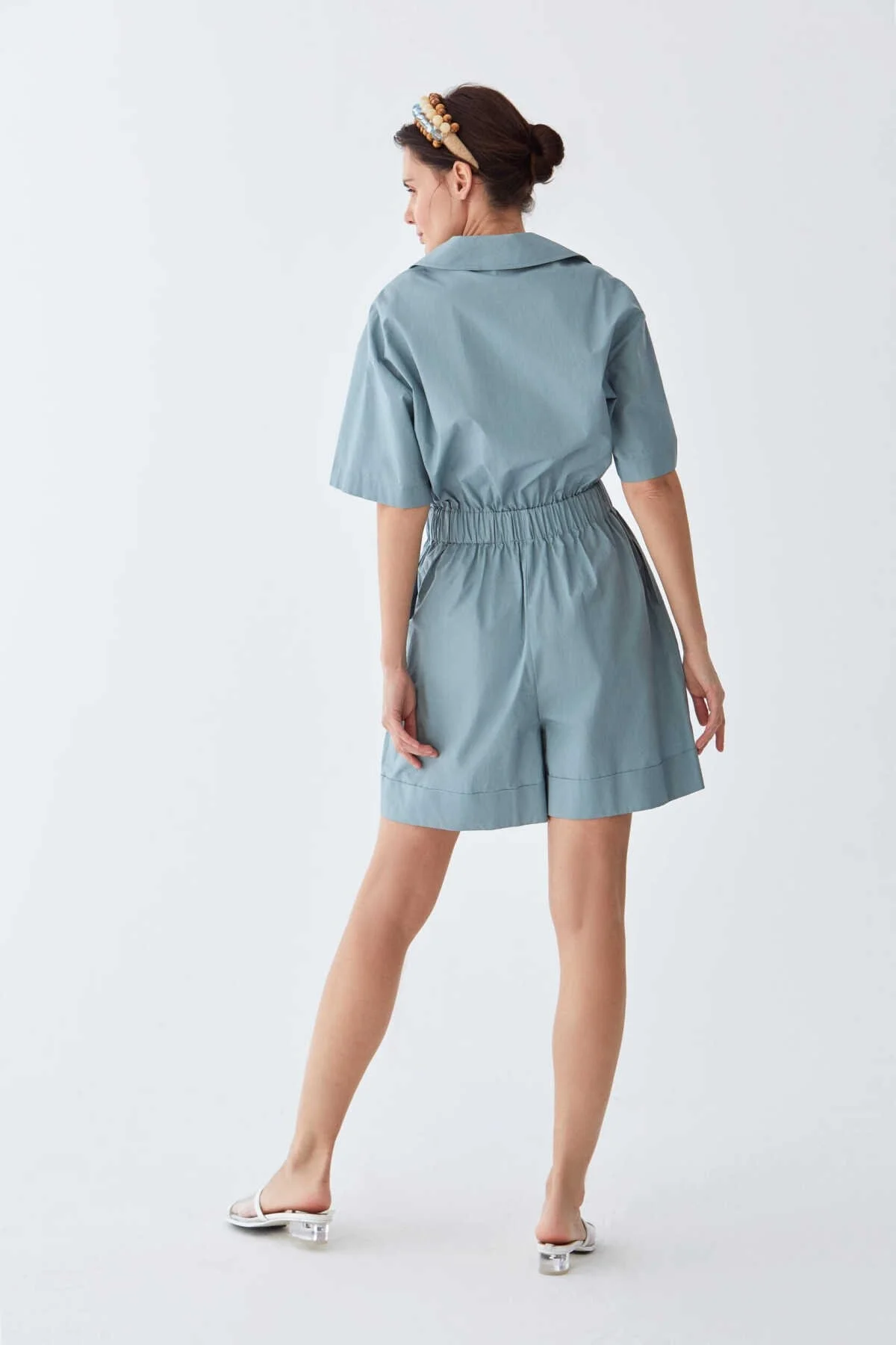 Cep Detaylı Tulum Gri - Mavi - 2