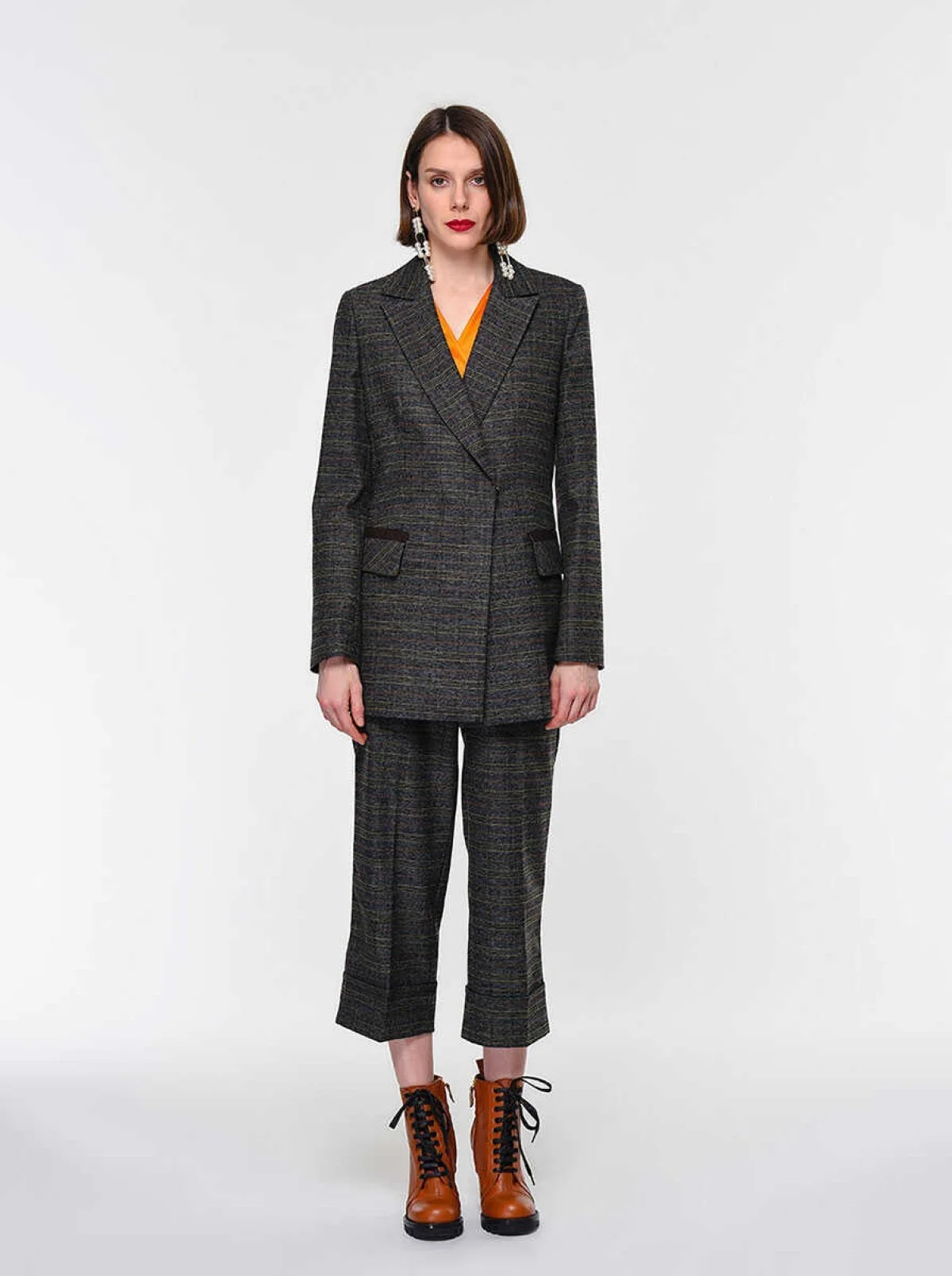  Cepli Düğme Detaylı Desenli Ceket Standart Renk - 1