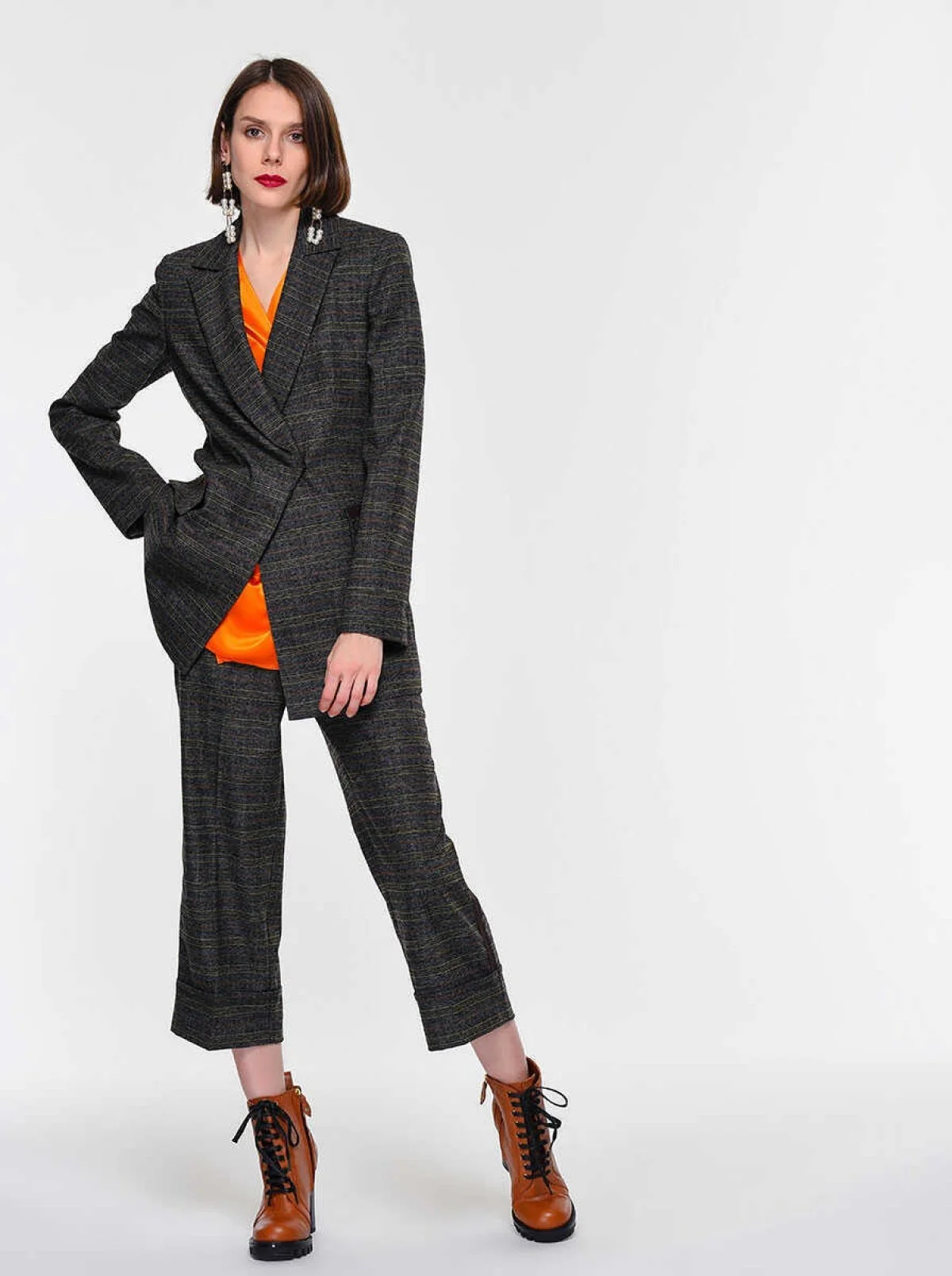  Cepli Düğme Detaylı Desenli Ceket Standart Renk - 5