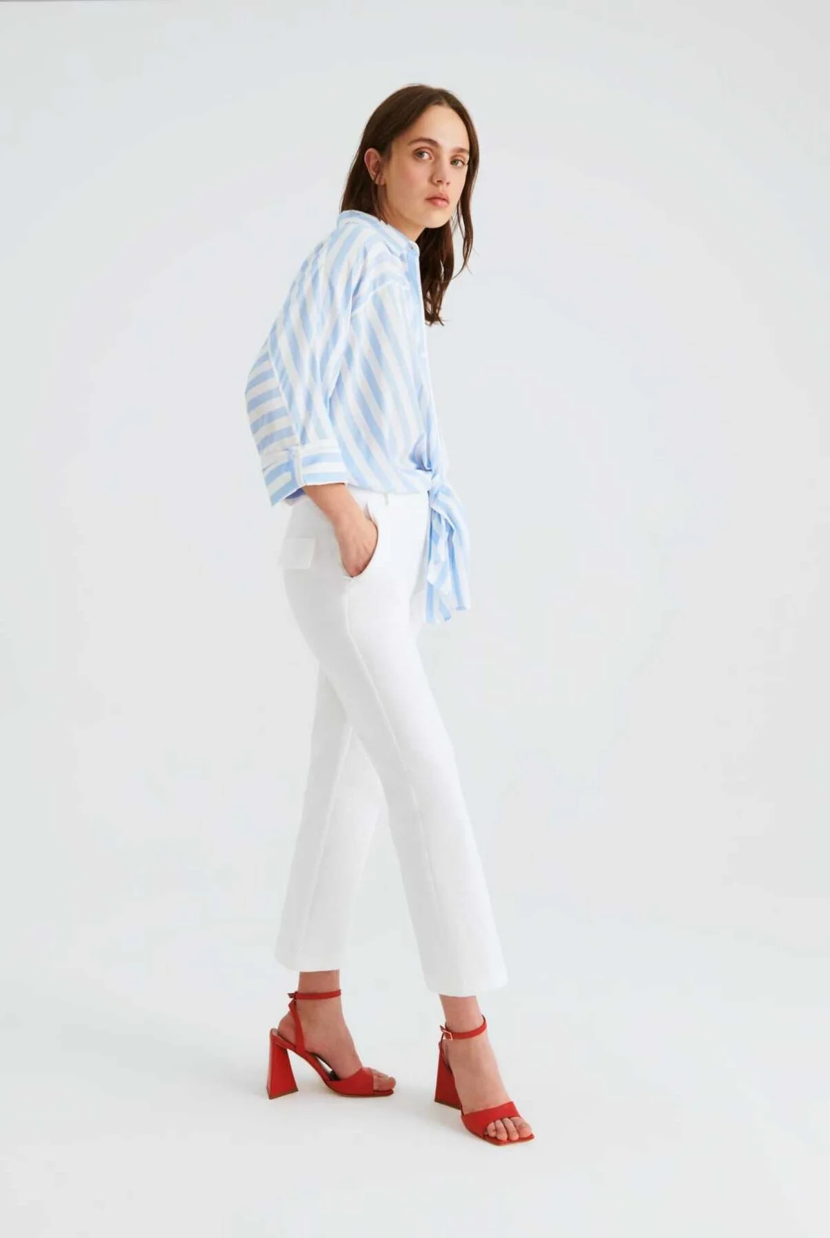 Cepli Kadın Pantolon Beyaz - 3