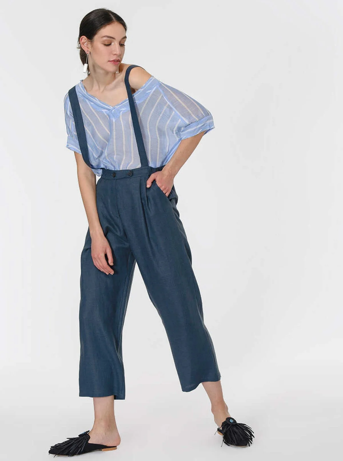 Cepli Keten Salopet İndigo - 3