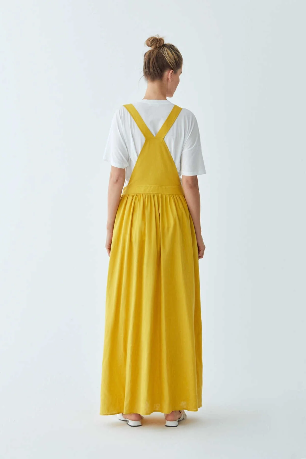 Cepli Salopet Uzun Elbise Sarı - 2