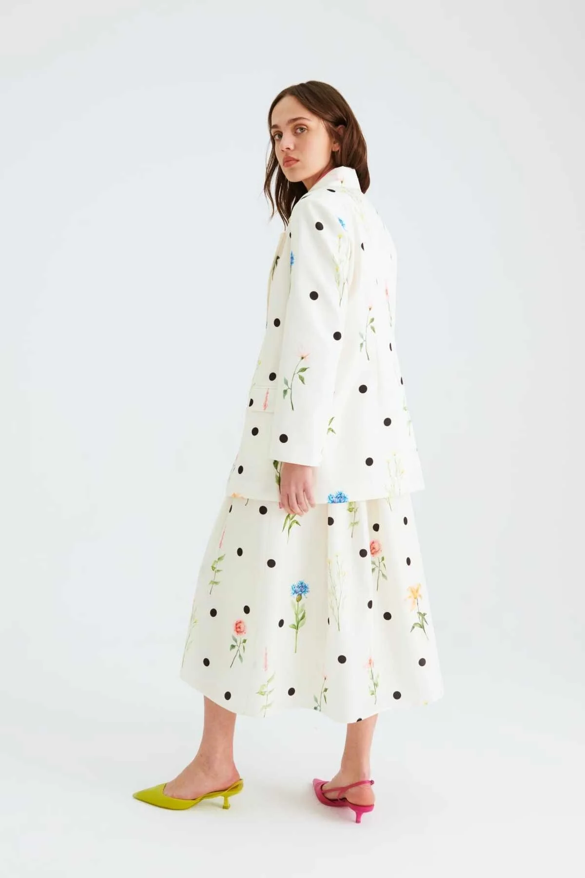 Çiçek Desenli Cepli Kadın Ceket Standart Renk - 3