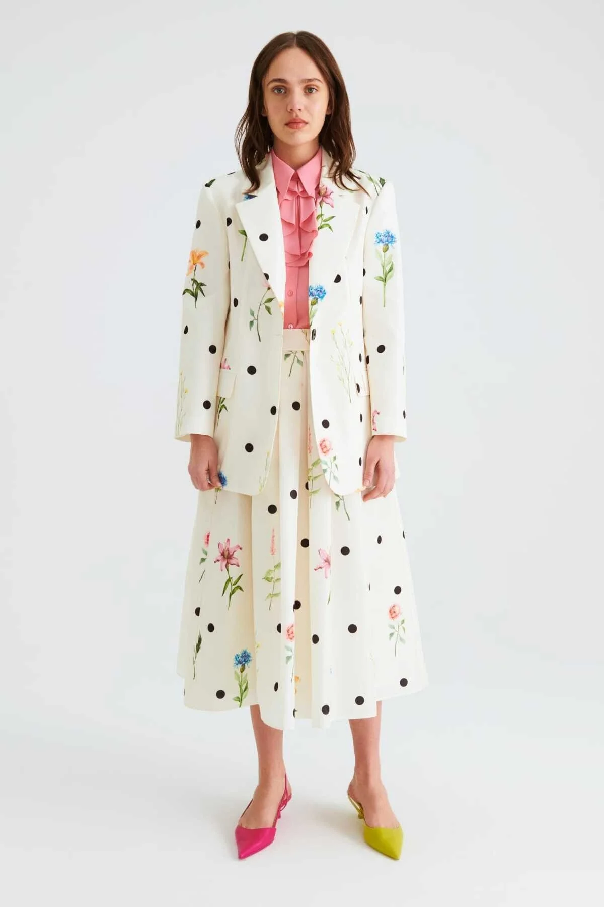 Çiçek Desenli Cepli Kadın Ceket Standart Renk - 1