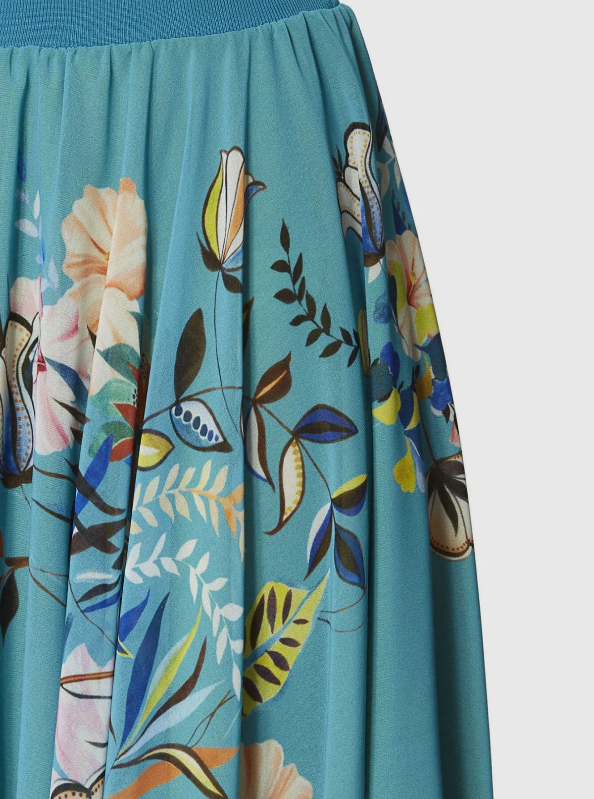 Çiçek Desenli Etek Mavi - 4