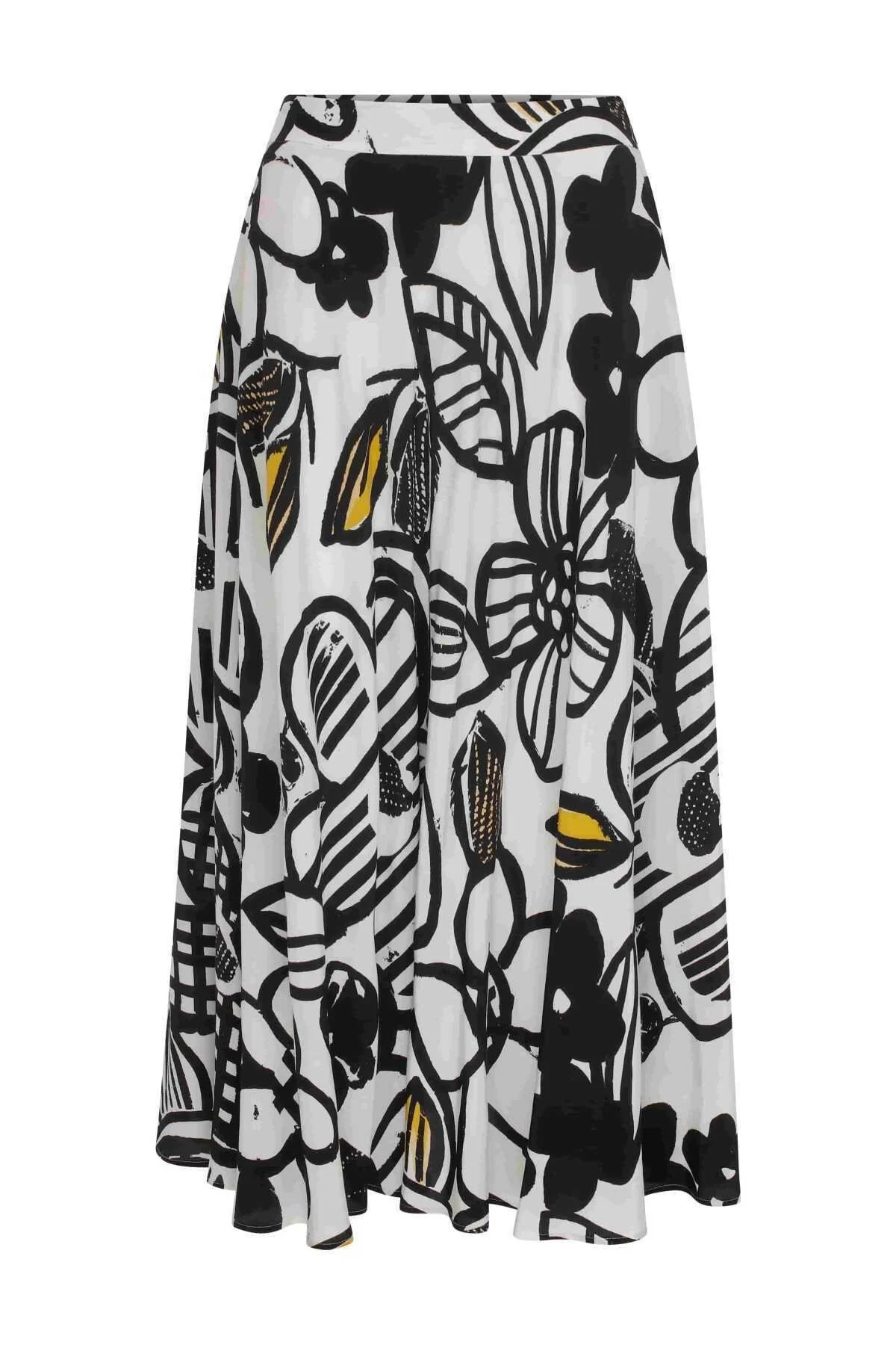  Çiçek Desenli Midi Etek Standart Renk - 4