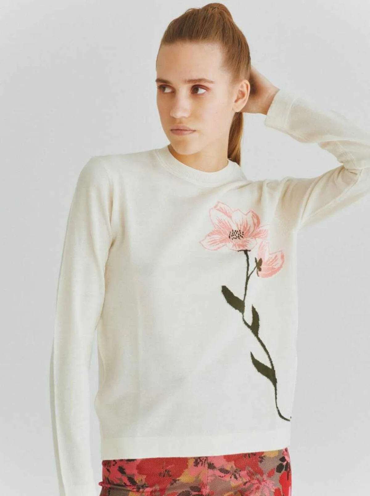  Çiçek Desenli Triko Standart Renk - 1