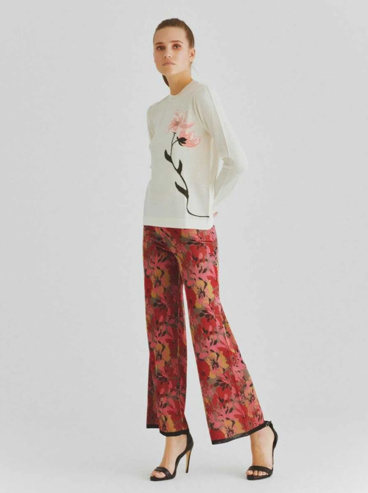  Çiçek Desenli Triko Standart Renk - 4