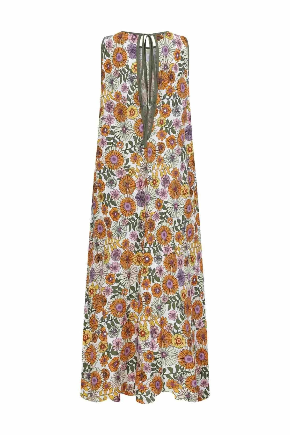 Çiçek Desenli Uzun Elbise Standart Renk - 5