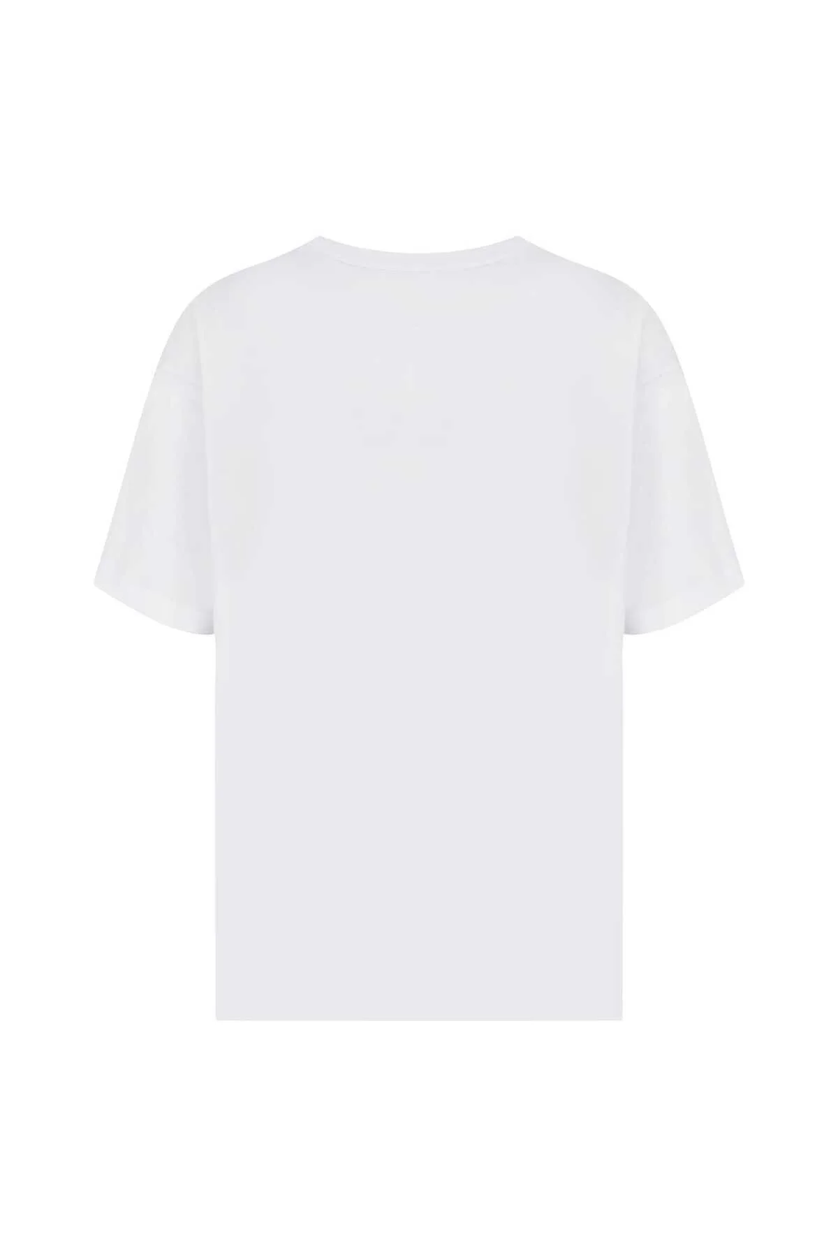  Çiçek Figürlü Kadın Tişört Standart Renk - 5