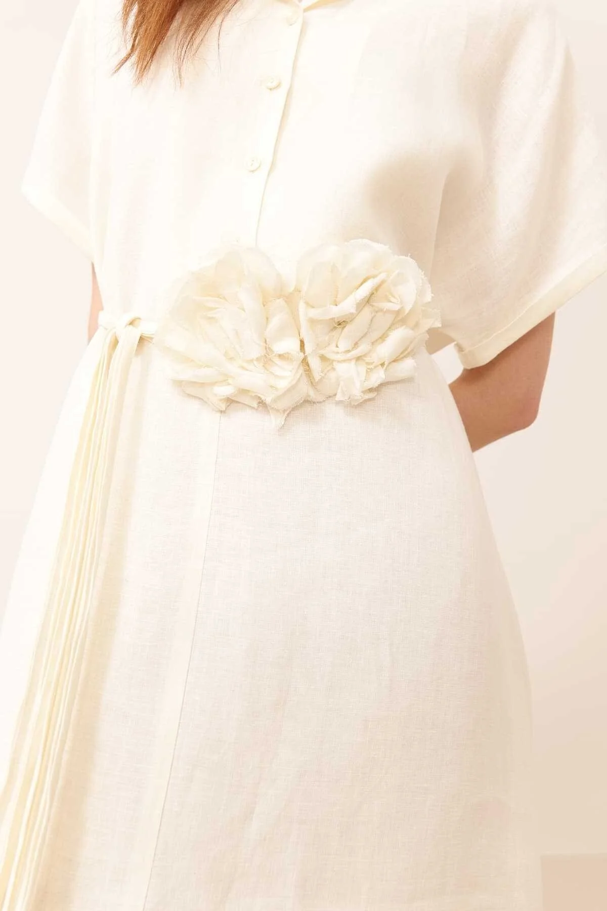 Çiçek Figürlü Kemer Bej - 1