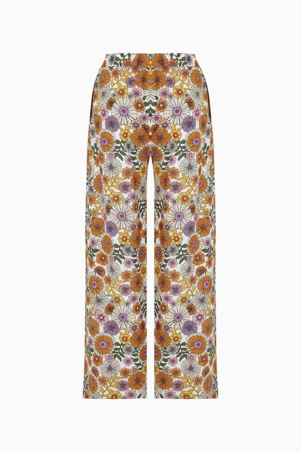 Çiçekli Desenli Geniş Paça Kadın Pantolon Standart Renk - 5