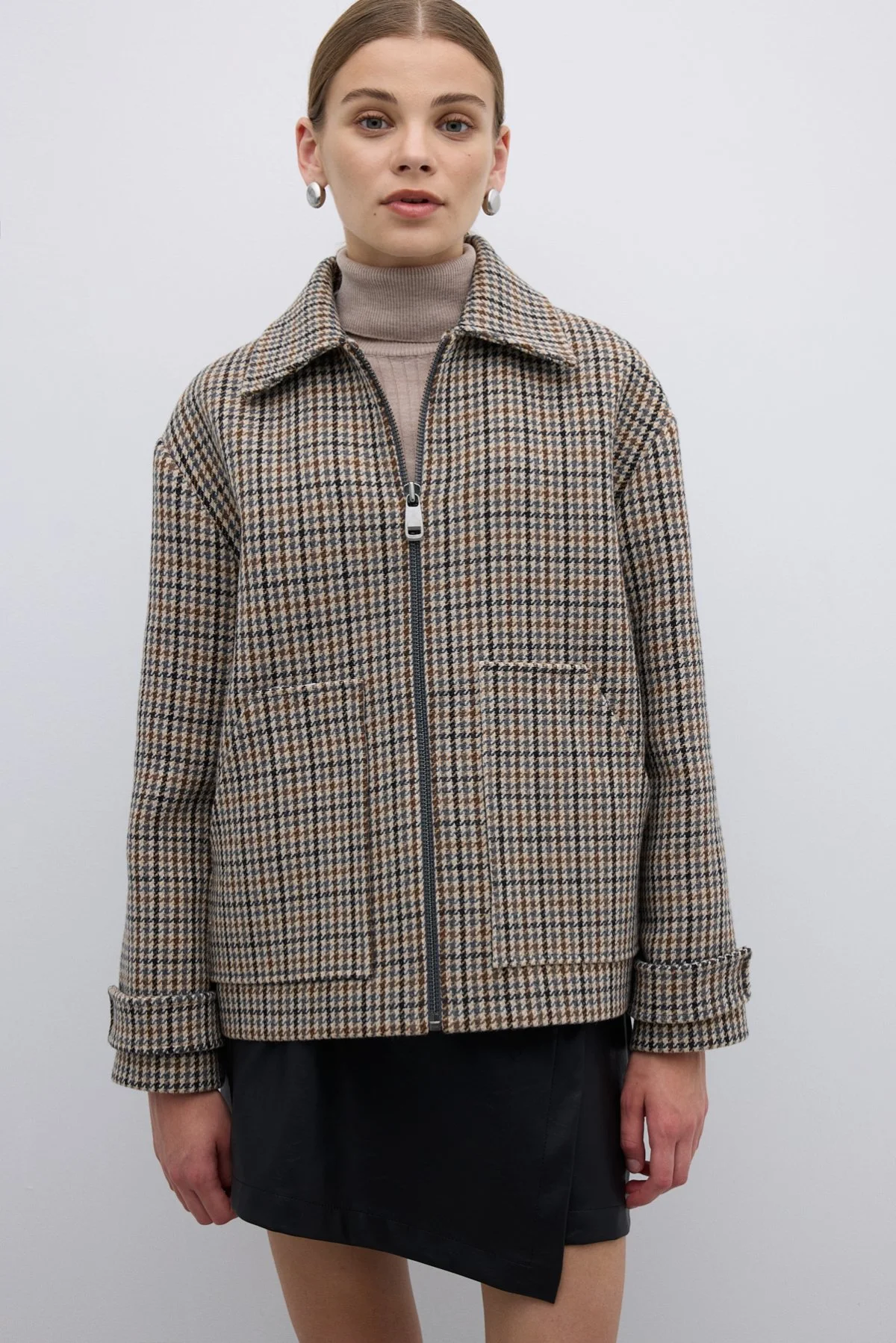 Çift Çepli Fermuarlı Yün Karışımlı Mont Standart Renk - 1