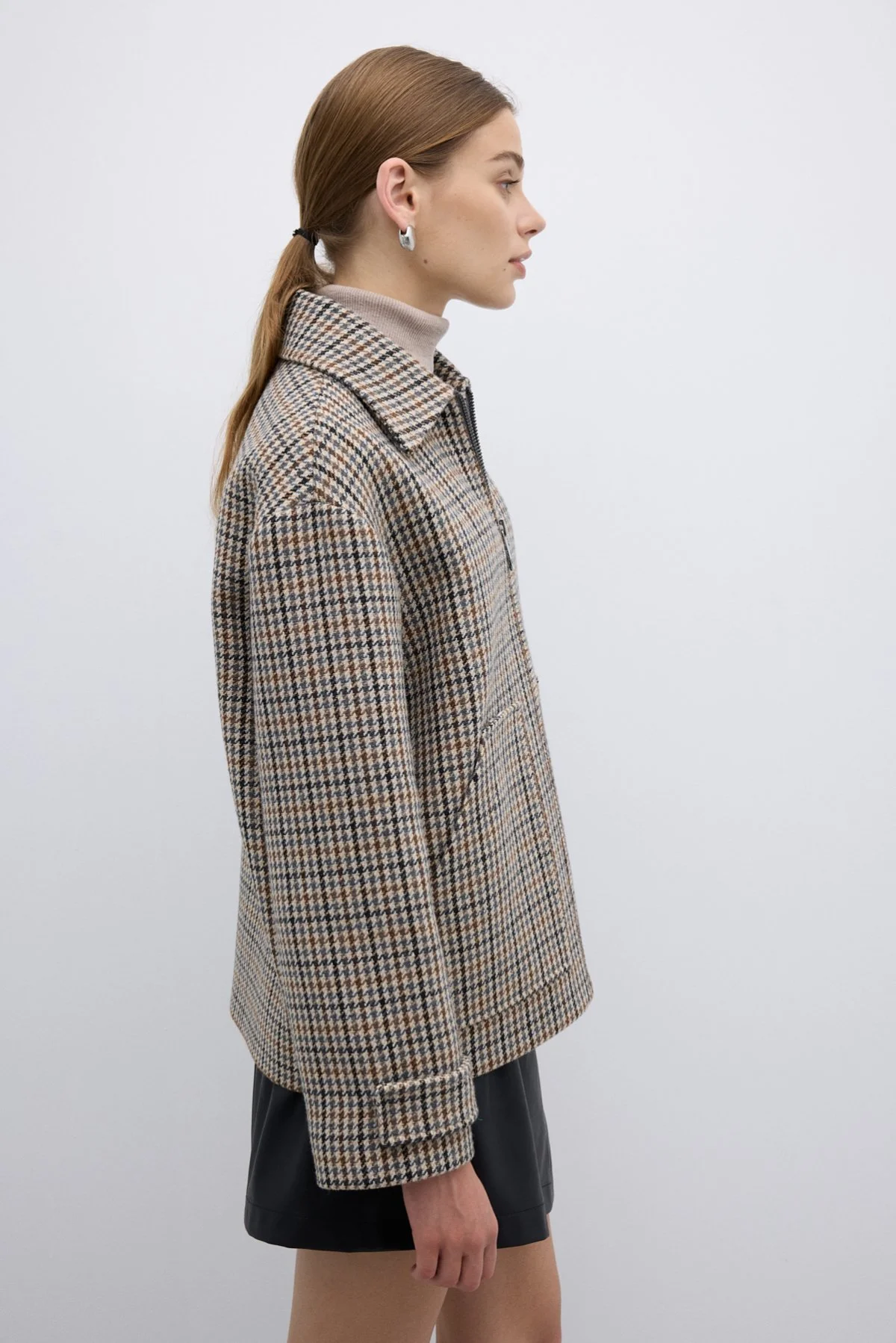 Çift Çepli Fermuarlı Yün Karışımlı Mont Standart Renk - 3