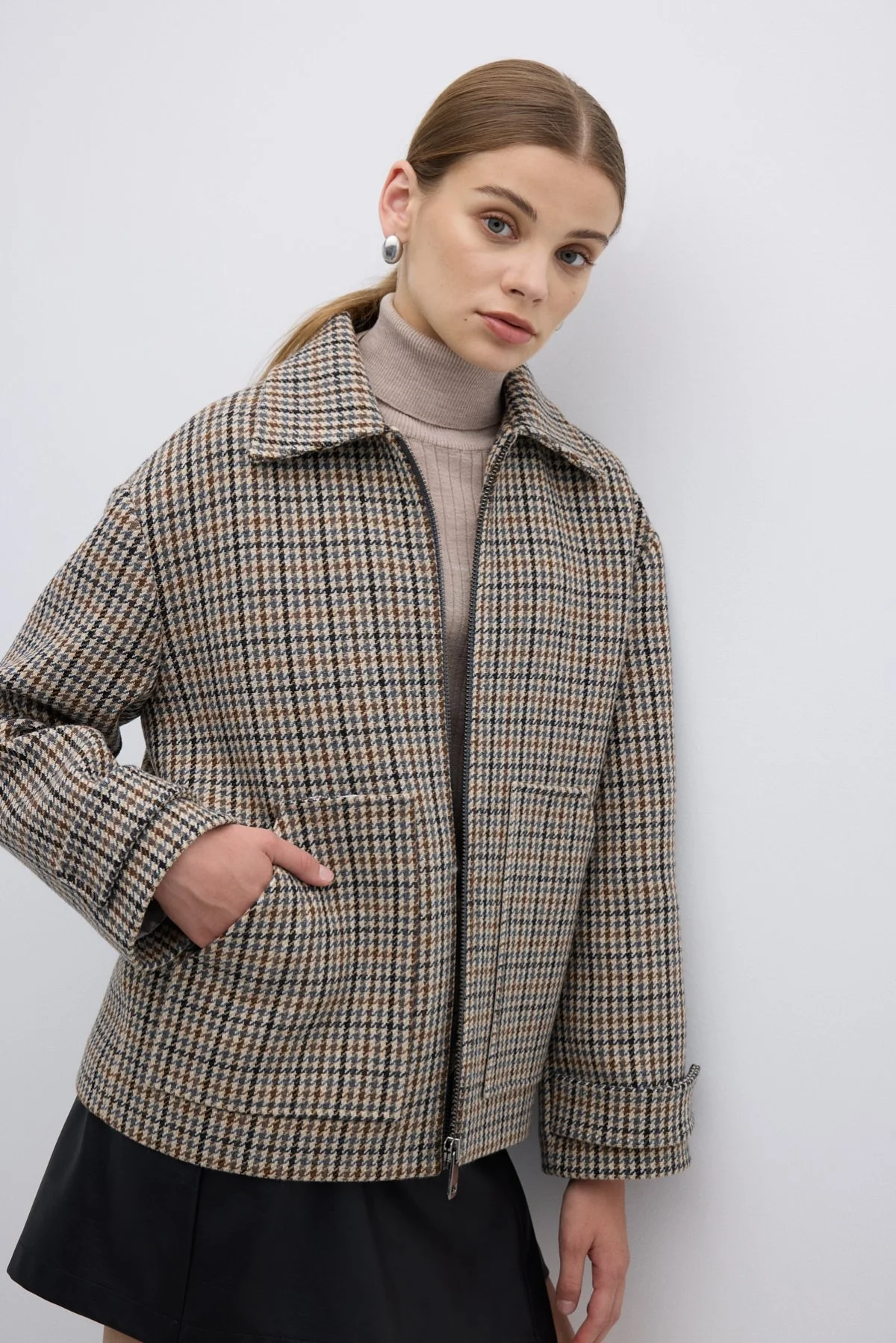 Çift Çepli Fermuarlı Yün Karışımlı Mont Standart Renk - 4