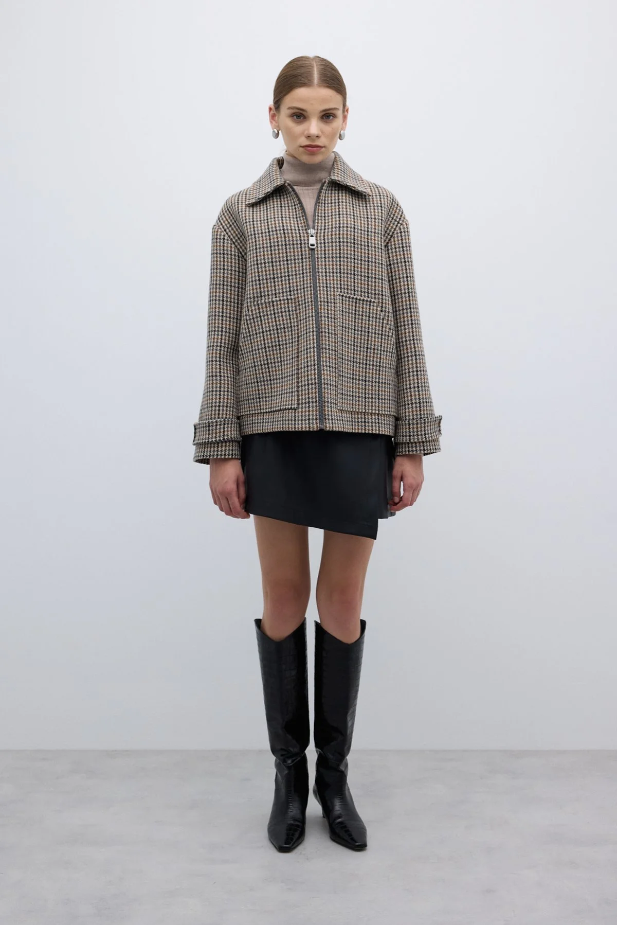 Çift Çepli Fermuarlı Yün Karışımlı Mont Standart Renk - 5