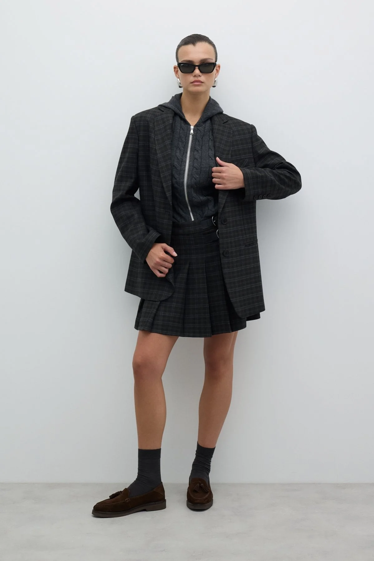 Çift Düğmeli Blazer Ceket Antrasit - 5