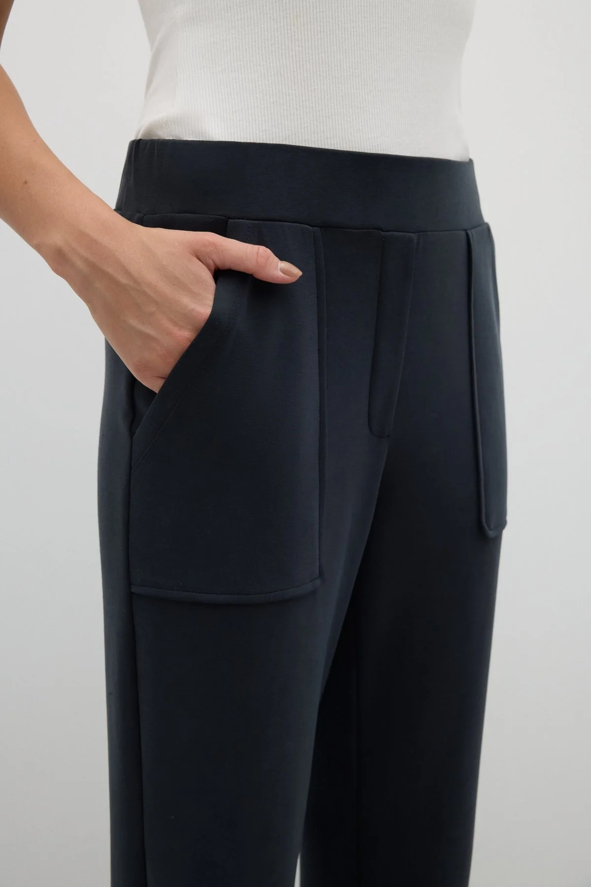 Çift Pileli Beli Lastikli Pantolon Lacivert - 4
