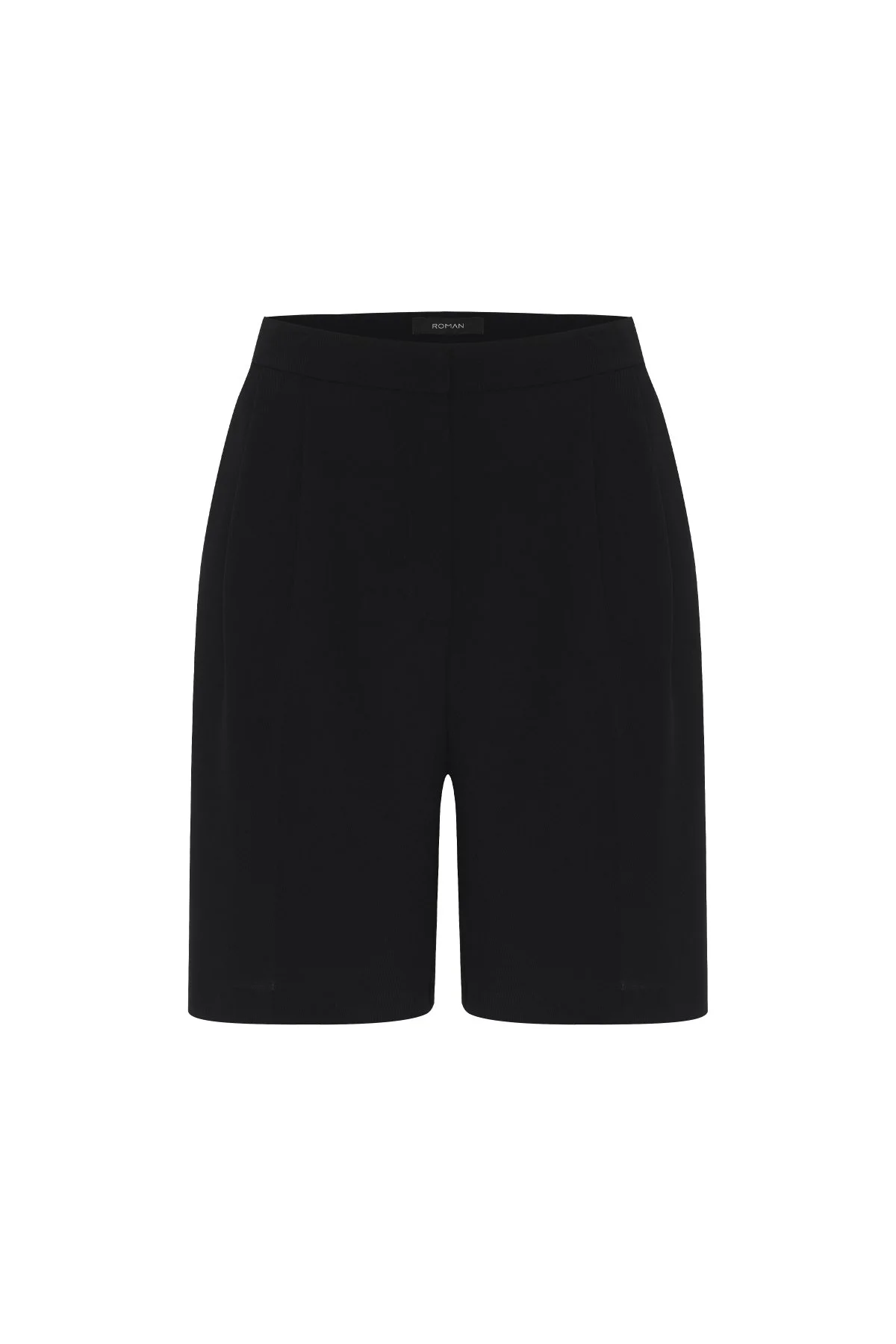 Çift Pileli Bermuda Şort Siyah - 4