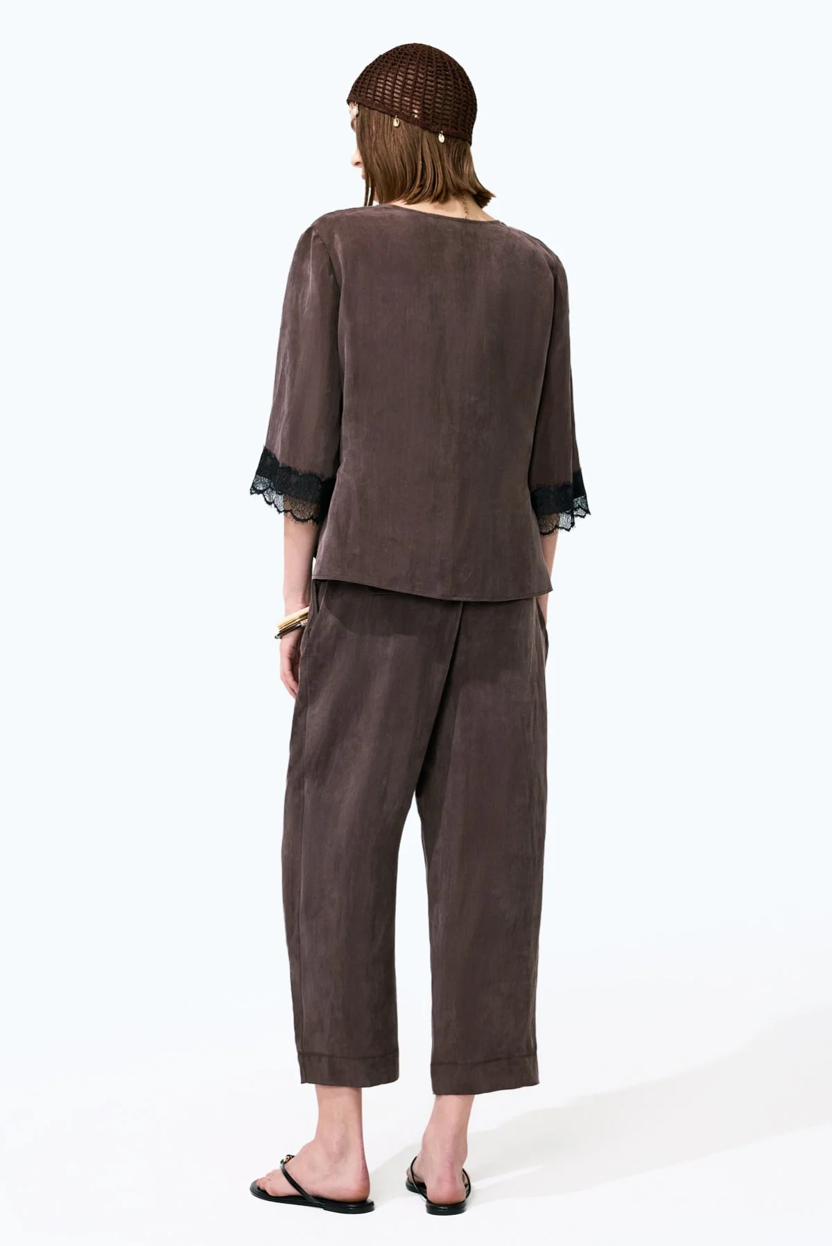 Çift Pileli Havuç Pantolon Kahve - 2