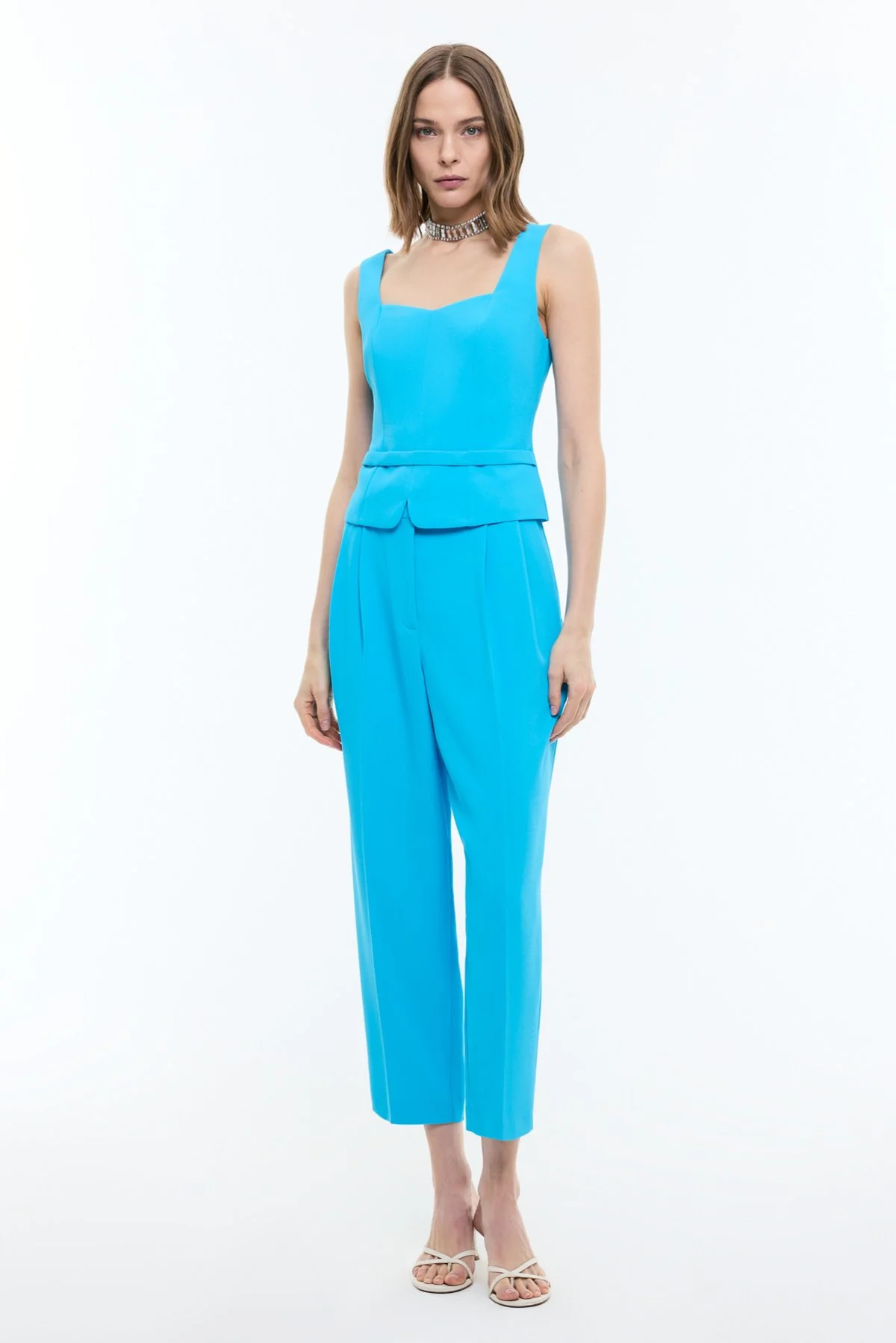 Çift Pileli Havuç Pantolon Mavi - 1