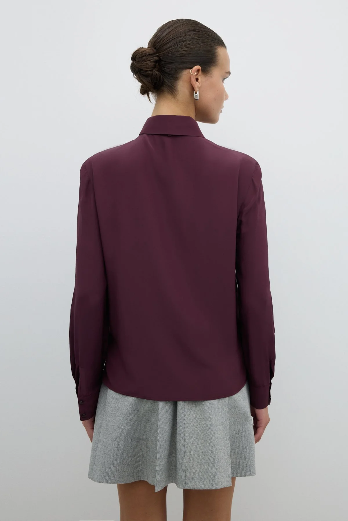 Çıkarılabilir Fular Detaylı Gömlek Bordo - 3